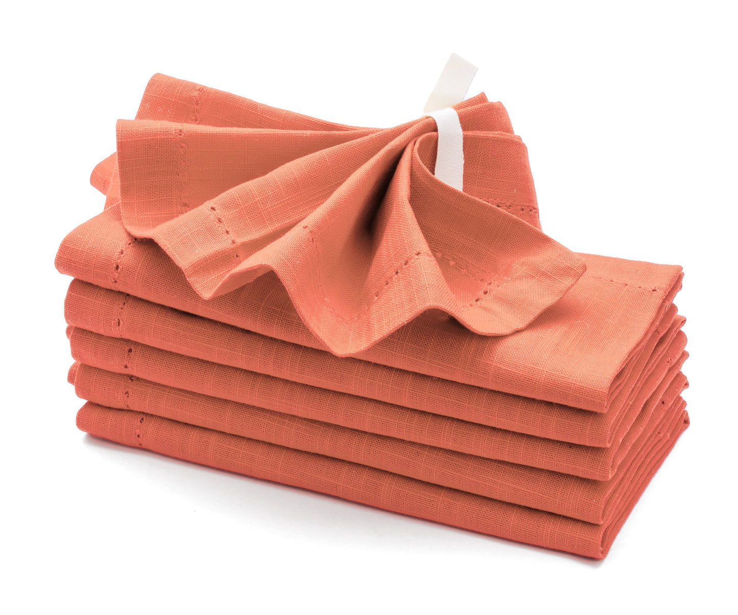 Hemstitch Cotton Napkins - Coral Napkins