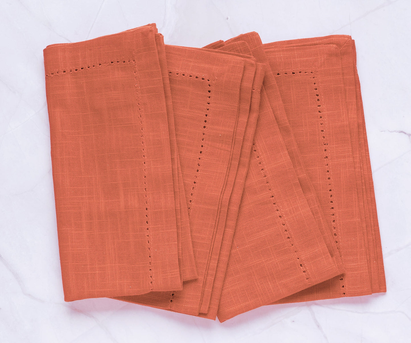 Hemstitch Cotton Napkins - Coral Napkins