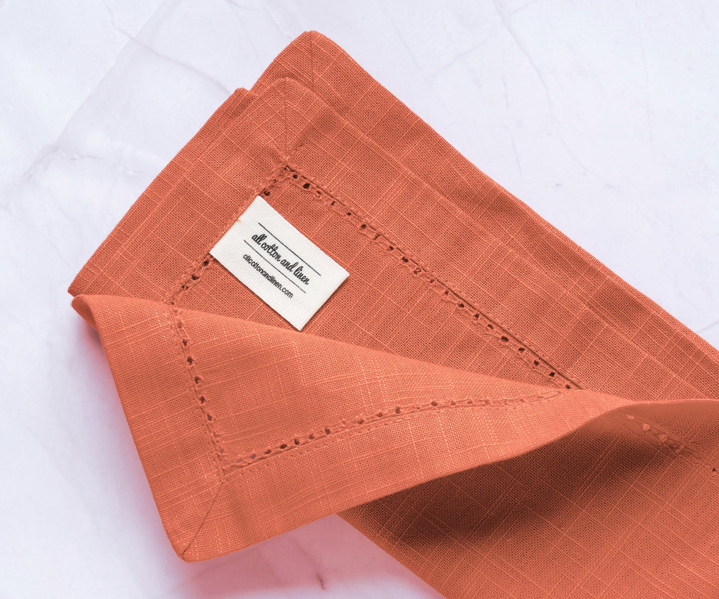 Hemstitch Cotton Napkins - Coral Napkins