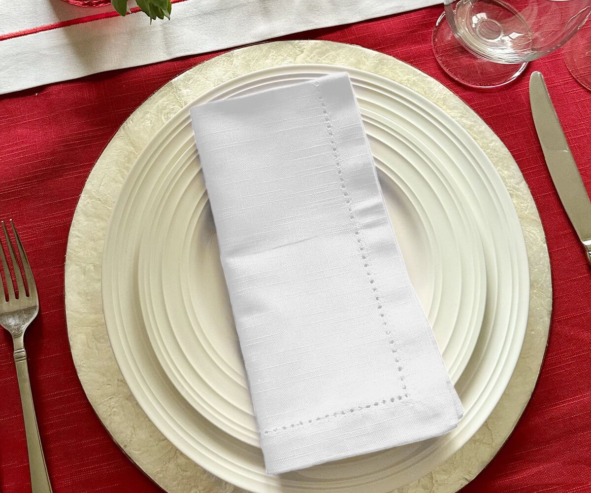 Cotton Dinner Napkins - Hemstitched Cloth Napkins