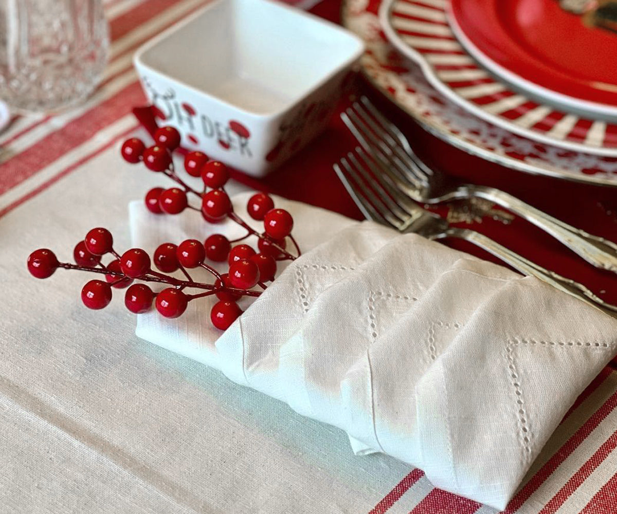 Cotton Dinner Napkins - Hemstitched Cloth Napkins