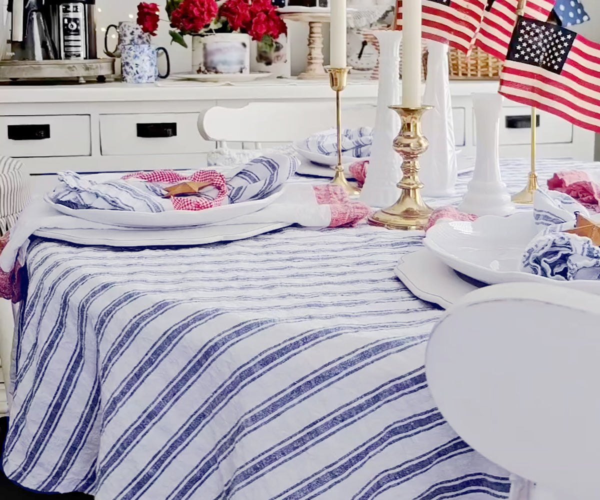 Linen Tablecloth - Striped Tablecloths