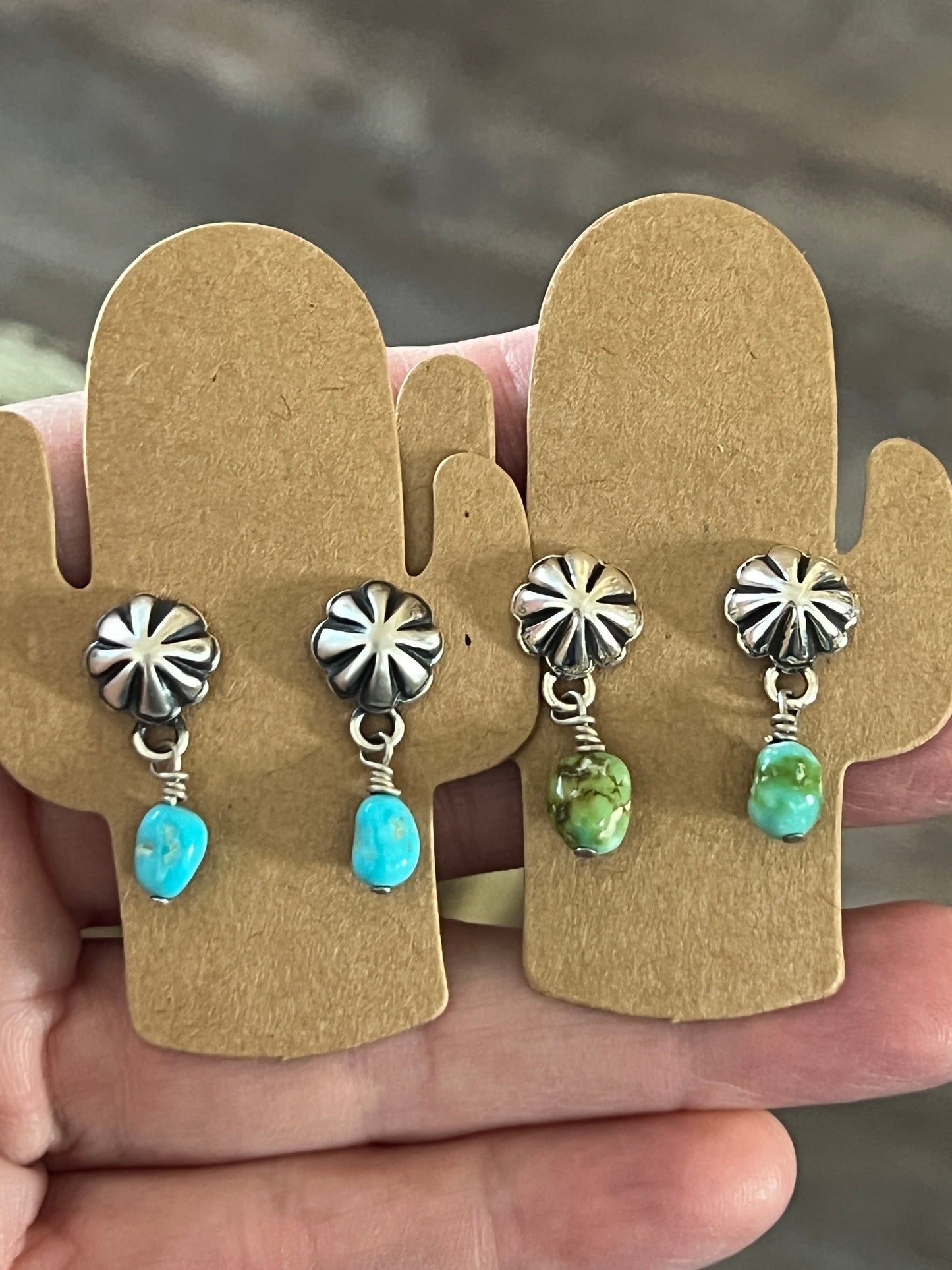 Handcrafted Summer Lovin’ Sterling Silver and Turquoise Concho Post Earrings