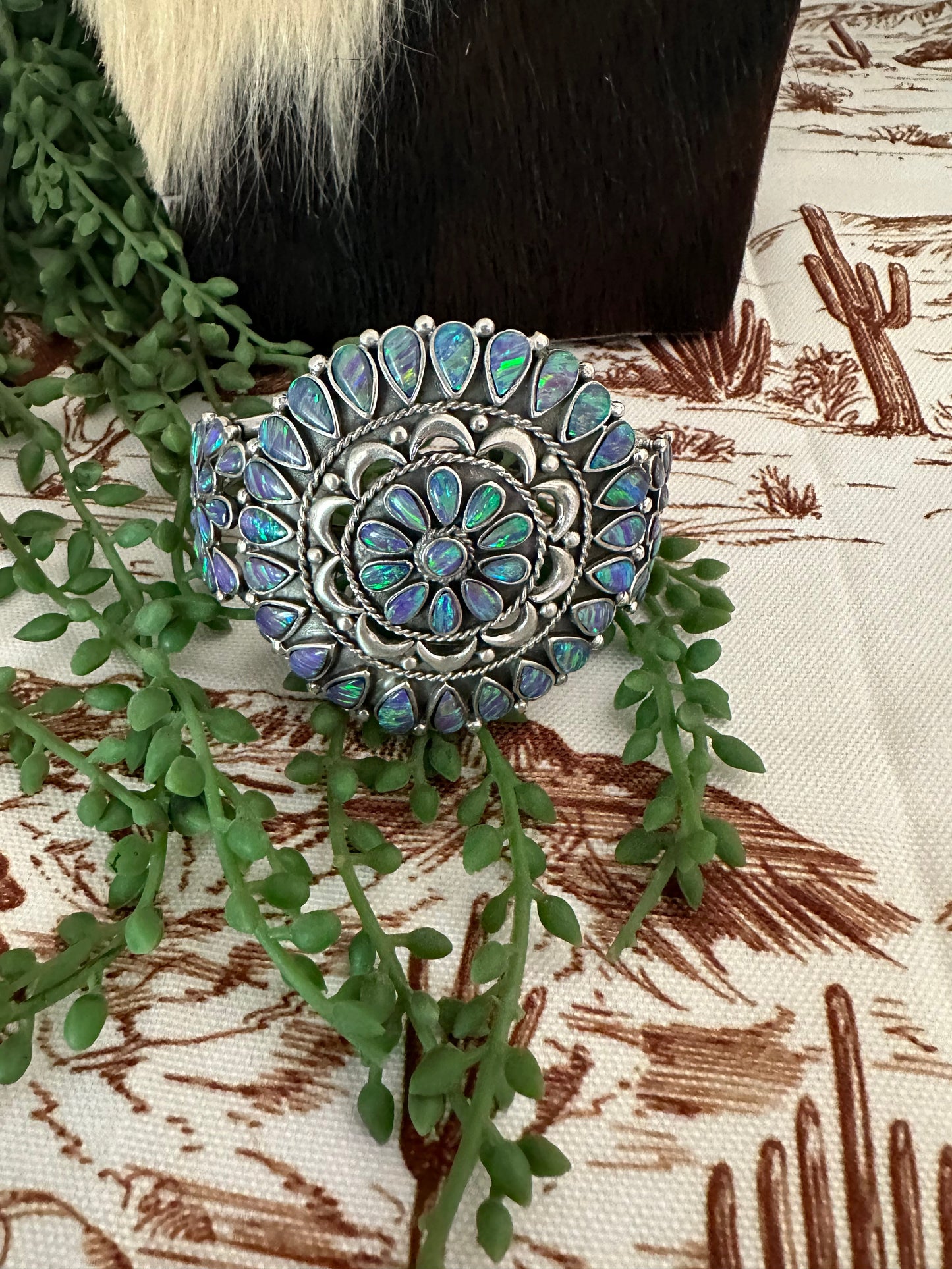 Handmade Sterling Silver & Purple Opal Cuff Bracelet