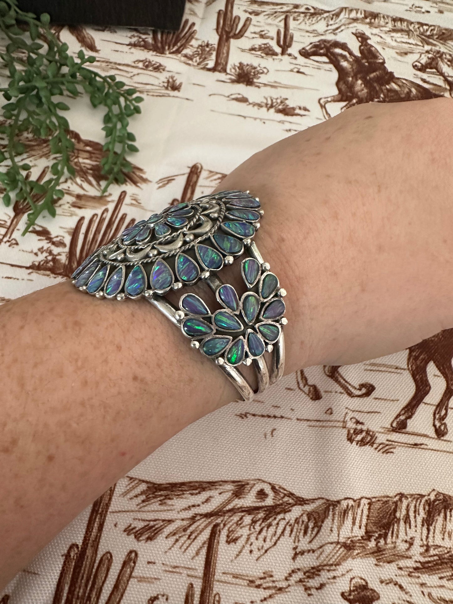 Handmade Sterling Silver & Purple Opal Cuff Bracelet