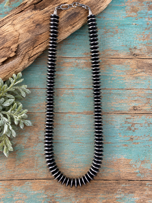 Handmade Sterling Silver 12mm Beaded Saucer Necklace 24” By Dan Dodson