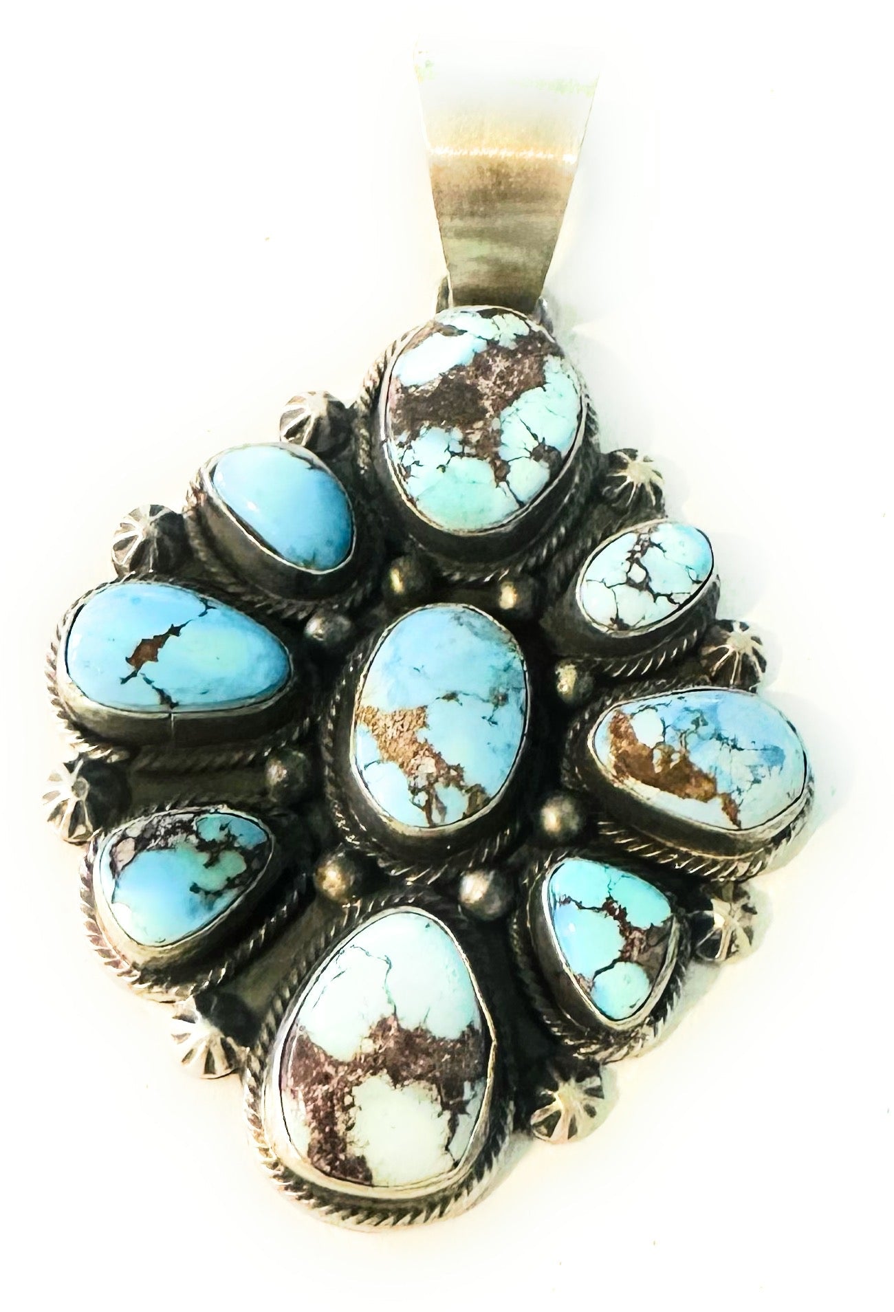 Navajo Golden Hills Turquoise & Sterling Silver Pendant
