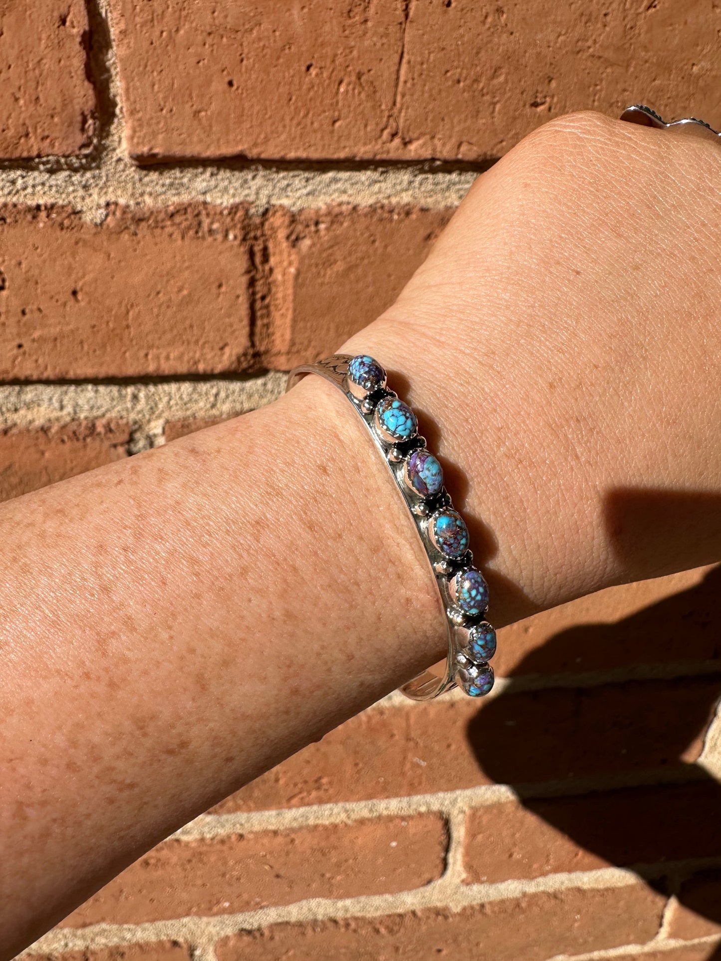 Handmade Sterling Silver & Blue Dream Mojave Adjustable Cuff Bracelet