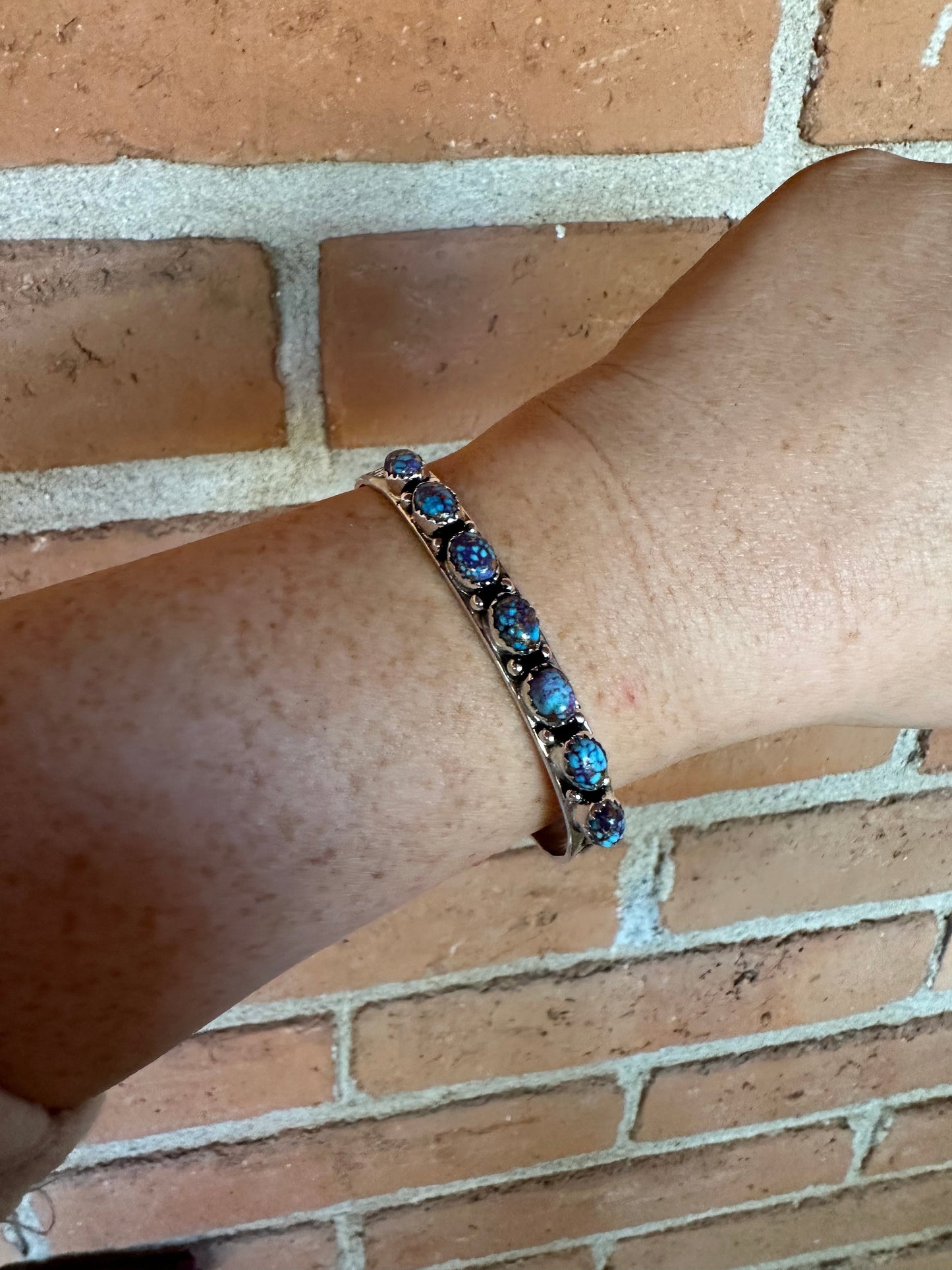 Handmade Sterling Silver & Blue Dream Mojave Adjustable Cuff Bracelet