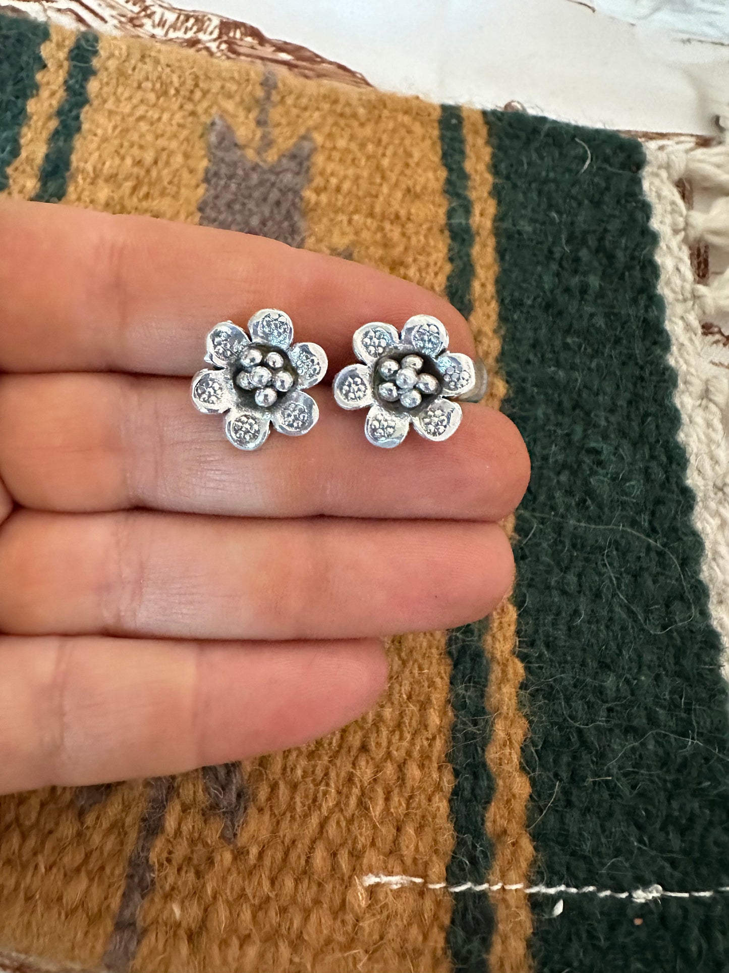 Blossom Brilliance Handmade Sterling Silver Flower Post Earrings