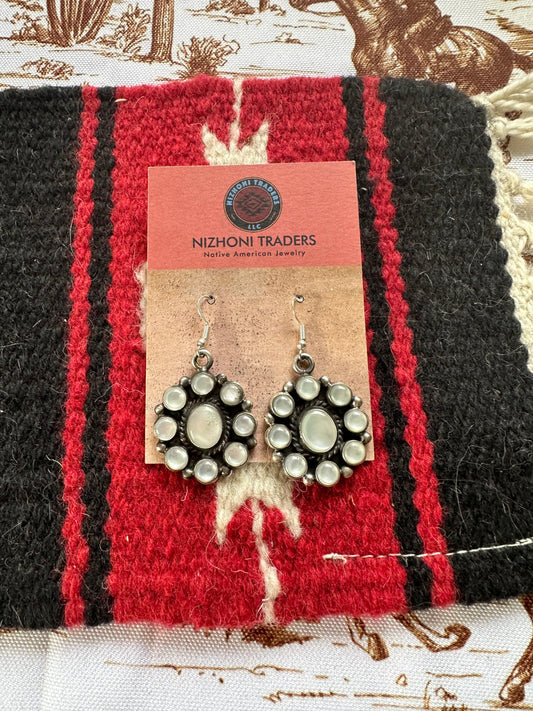 Handcrafted Mother of Pearl & Sterling Silver Dangle Earrings