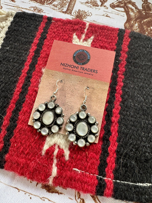 Handcrafted Mother of Pearl & Sterling Silver Dangle Earrings