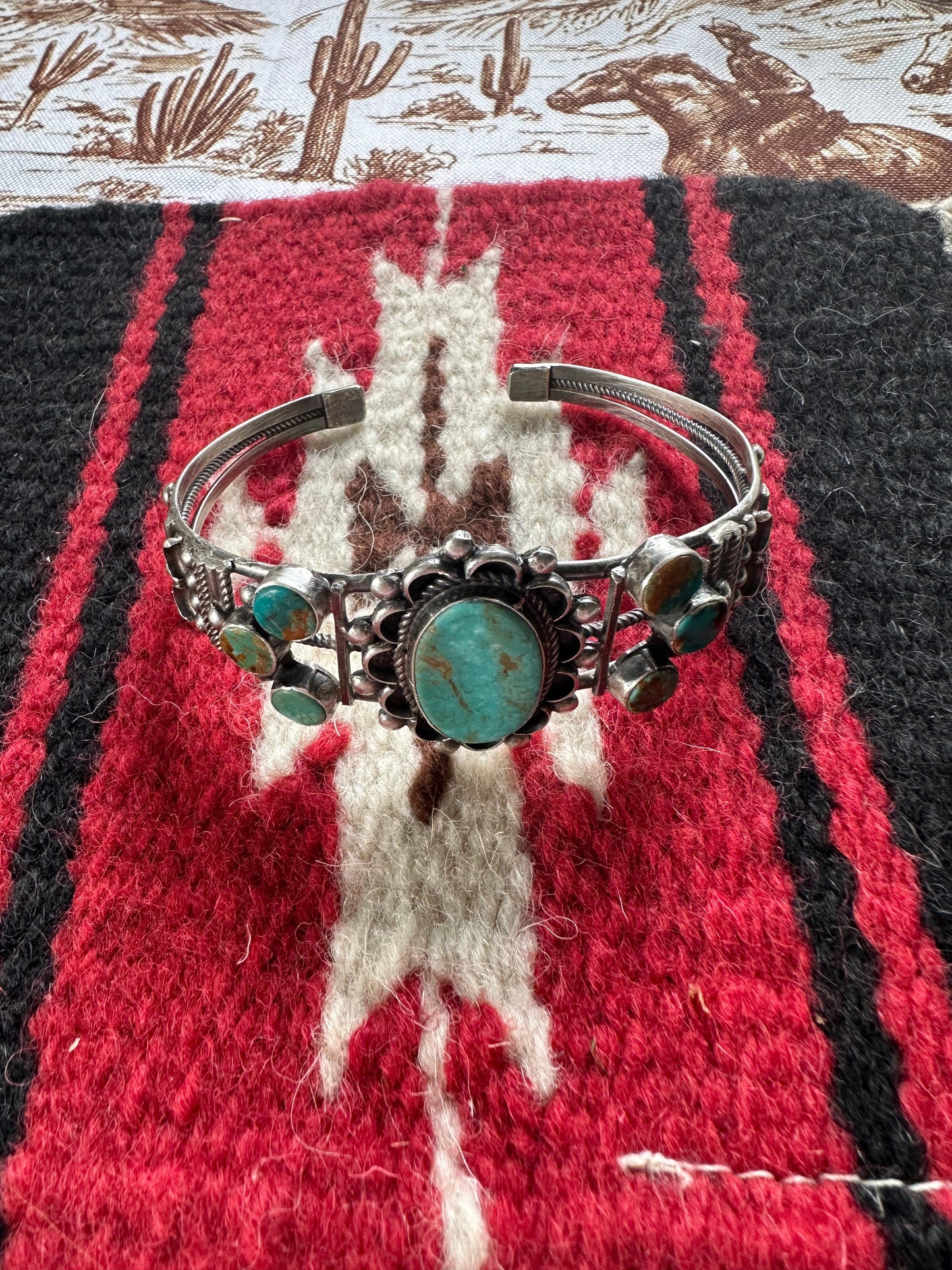 Navajo Jacqueline Silver Royston Turquoise & Sterling Cuff