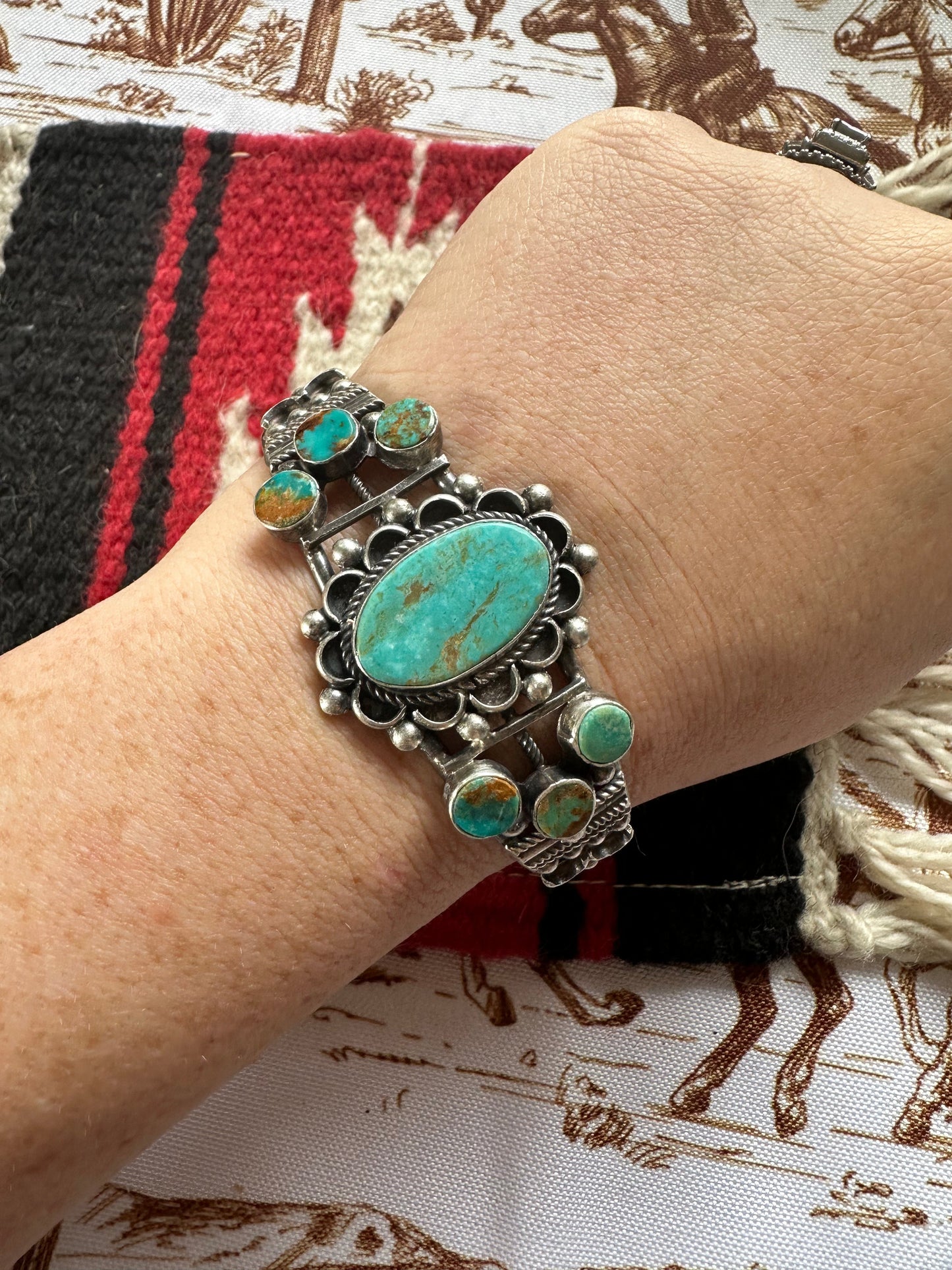 Navajo Jacqueline Silver Royston Turquoise & Sterling Cuff