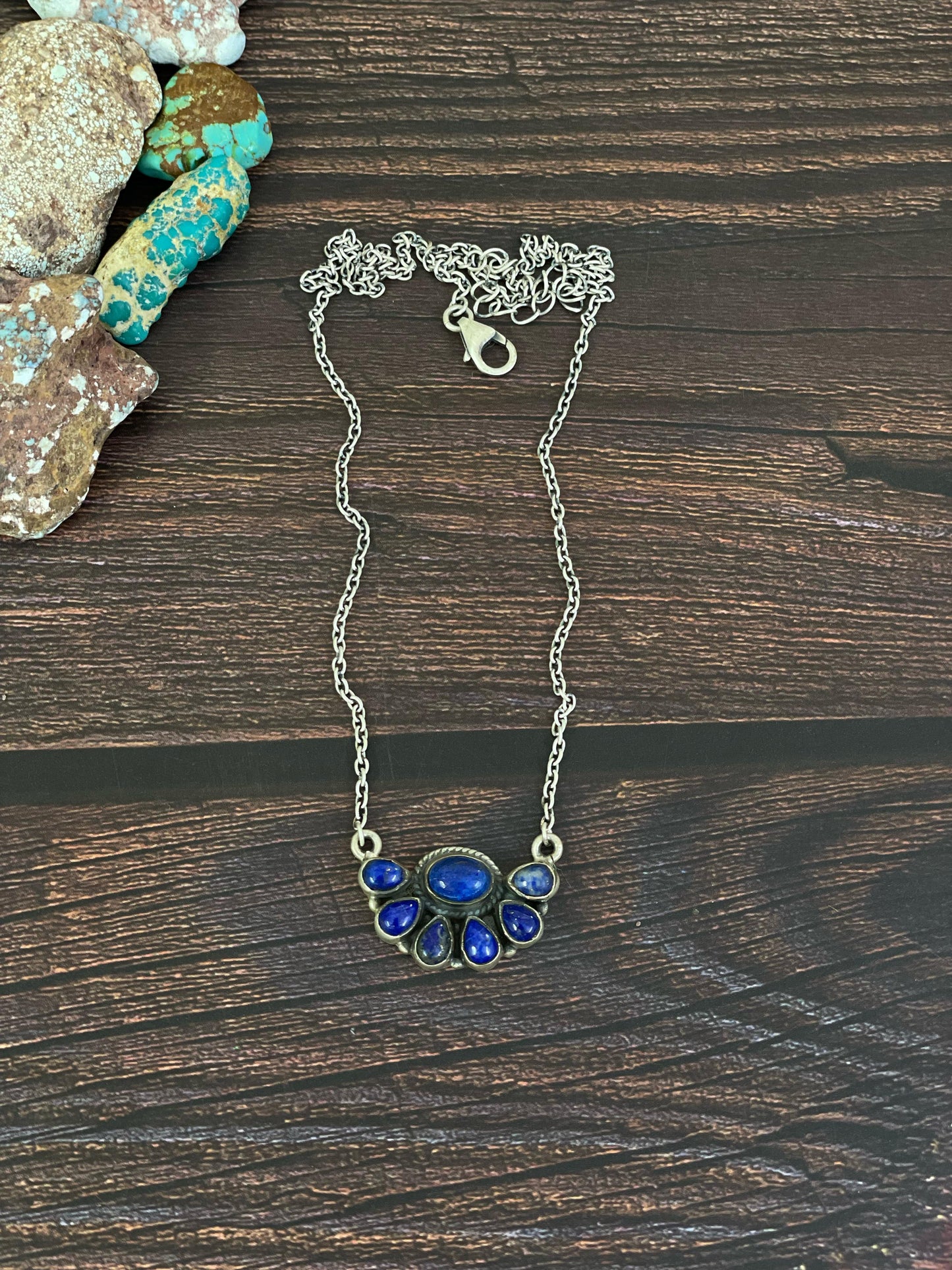 Handmade Sterling Silver Lapis Lazuli Necklace, Signed Nizhoni