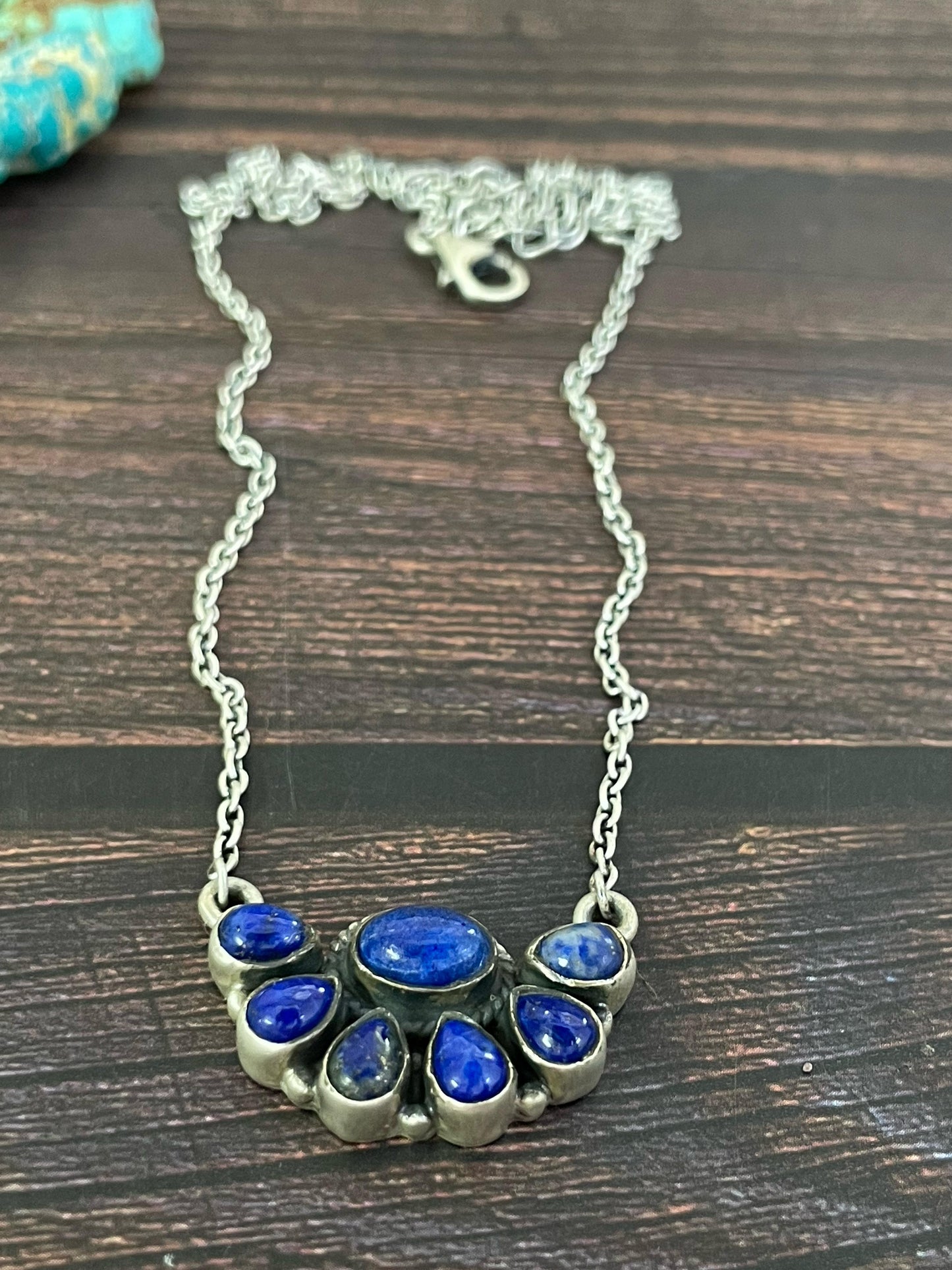 Handmade Sterling Silver Lapis Lazuli Necklace, Signed Nizhoni