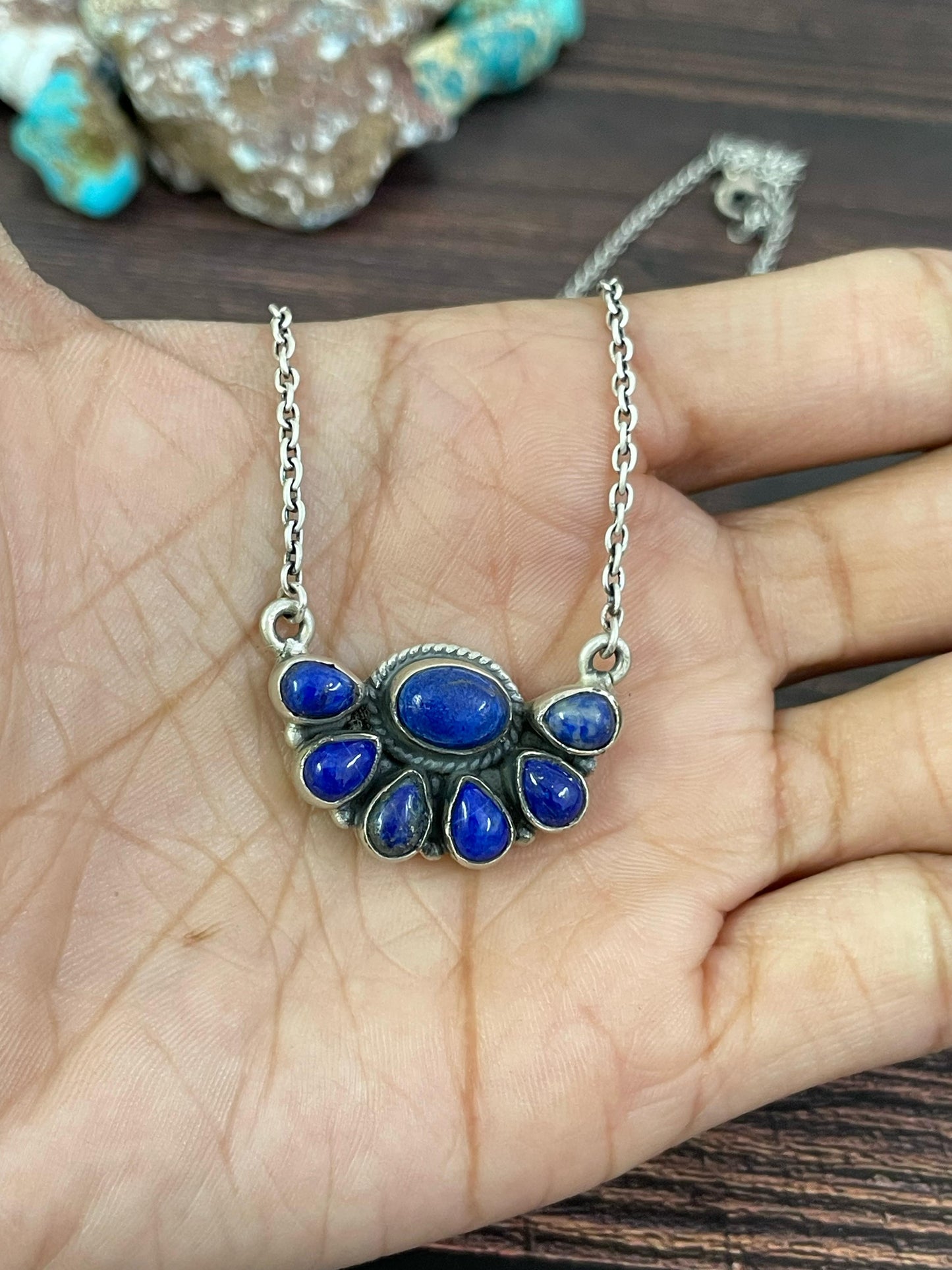 Handmade Sterling Silver Lapis Lazuli Necklace, Signed Nizhoni