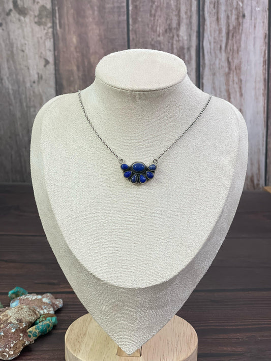 Handmade Sterling Silver Lapis Lazuli Necklace, Signed Nizhoni