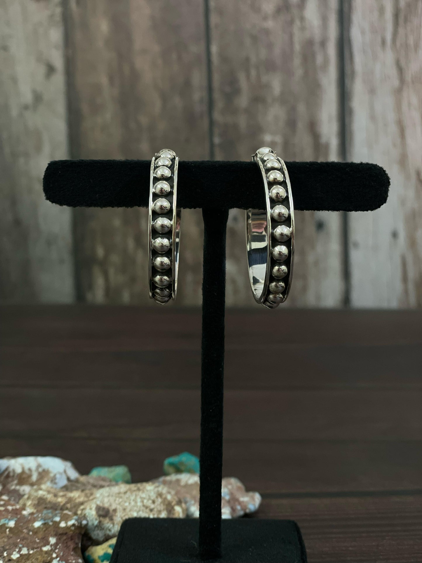 Handmade Sterling Silver Post Earrings 5MM, Signed Nizhoni