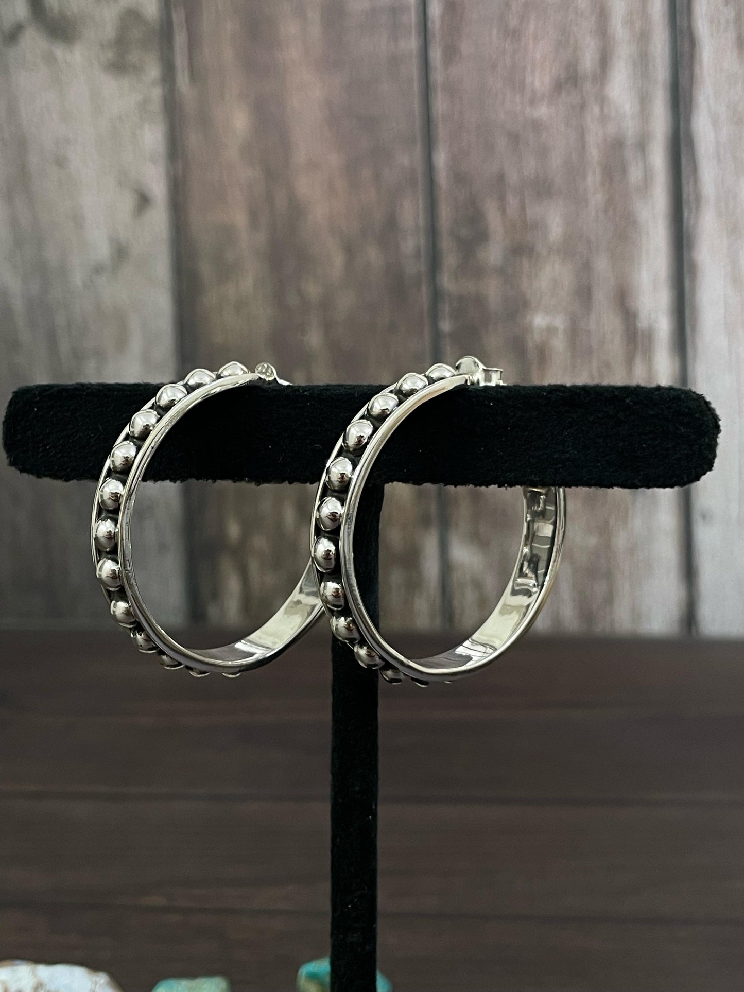 Handmade Sterling Silver Post Earrings 5MM, Signed Nizhoni