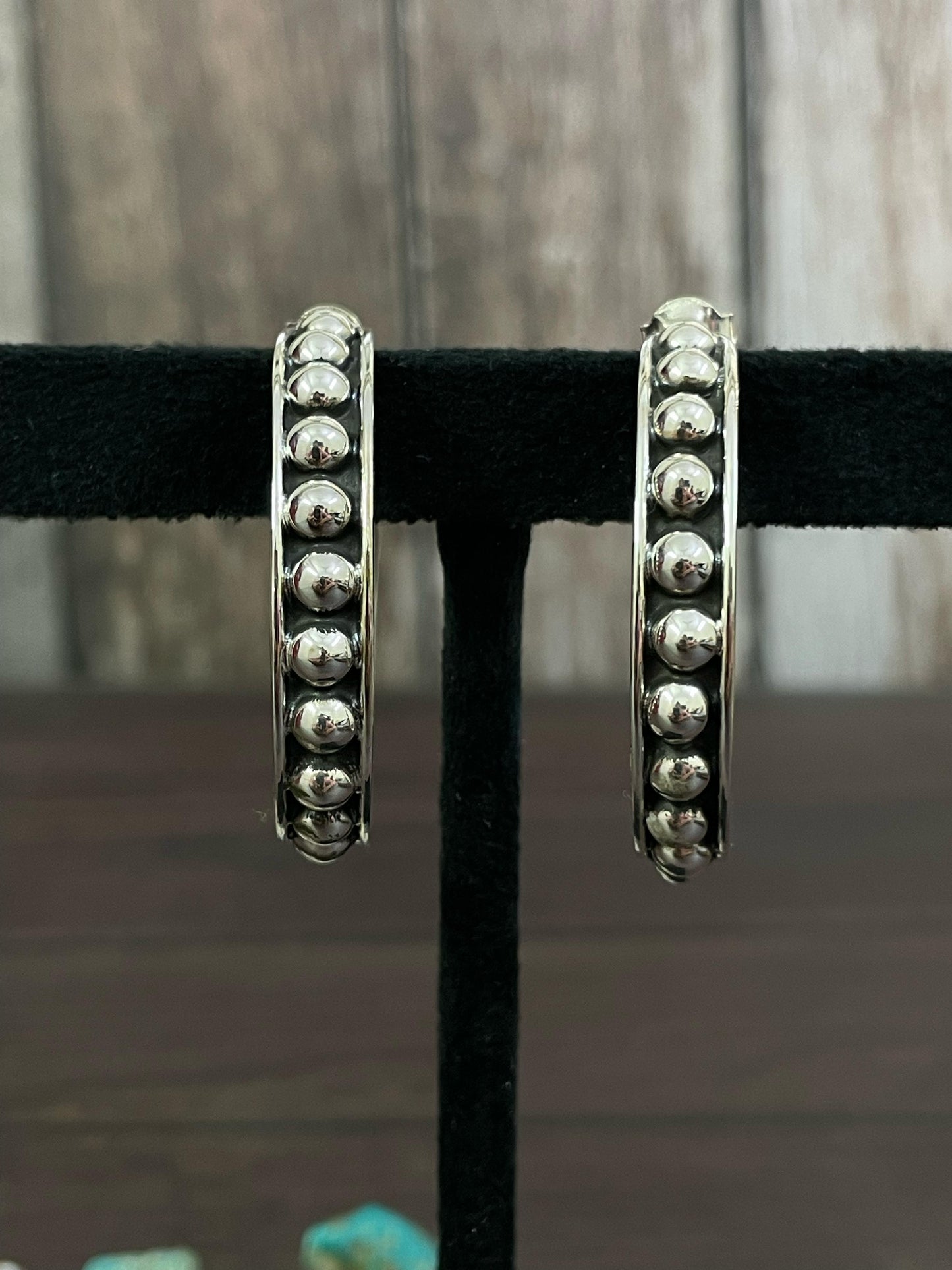 Handmade Sterling Silver Post Earrings 5MM, Signed Nizhoni