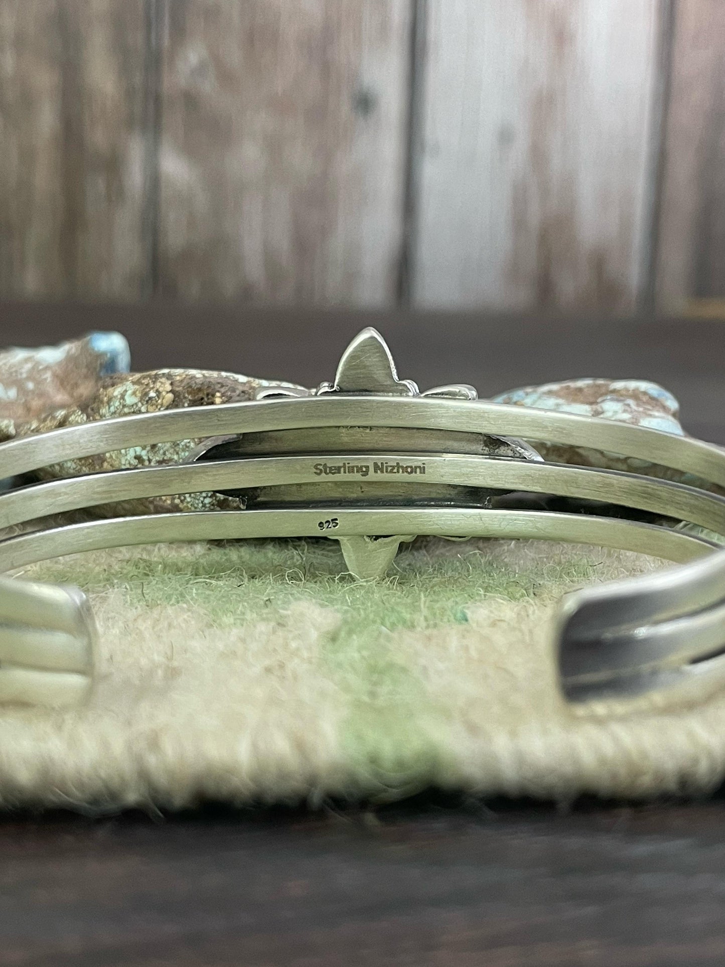 Handmade Sterling Silver White Buffalo Turquoise Signed Nizhoni