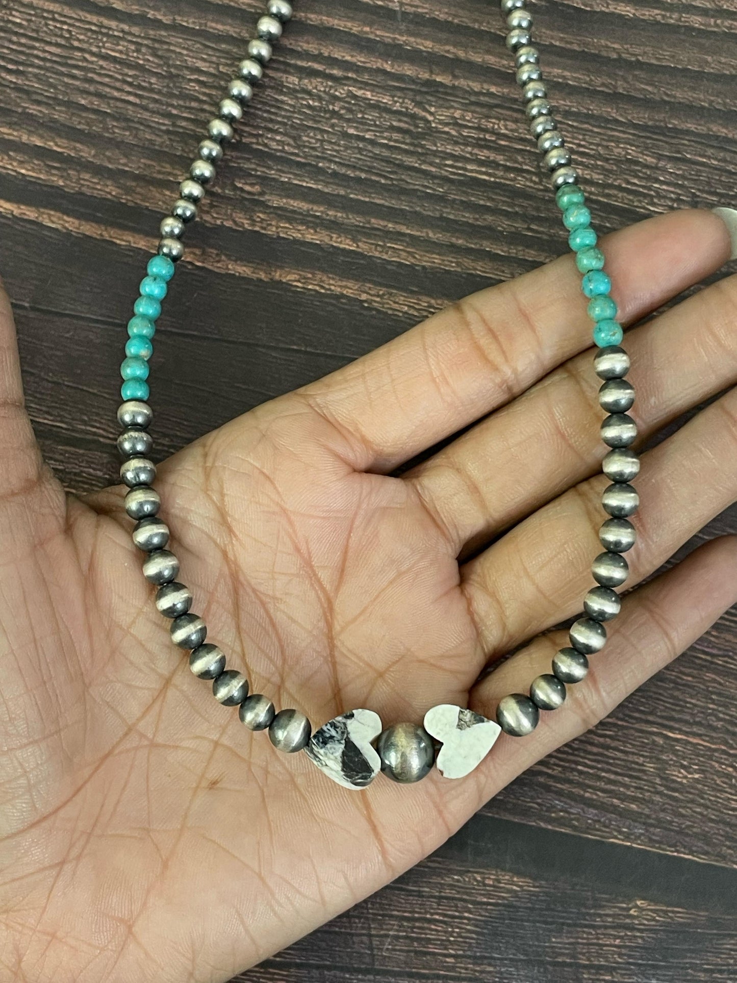 Handmade Sterling Silver Honey Dahlia, Kingman, Red Rose Dahlia, Cotton Candy, Golden Ice Blue, White Buffalo Necklace, Signed Nizhoni