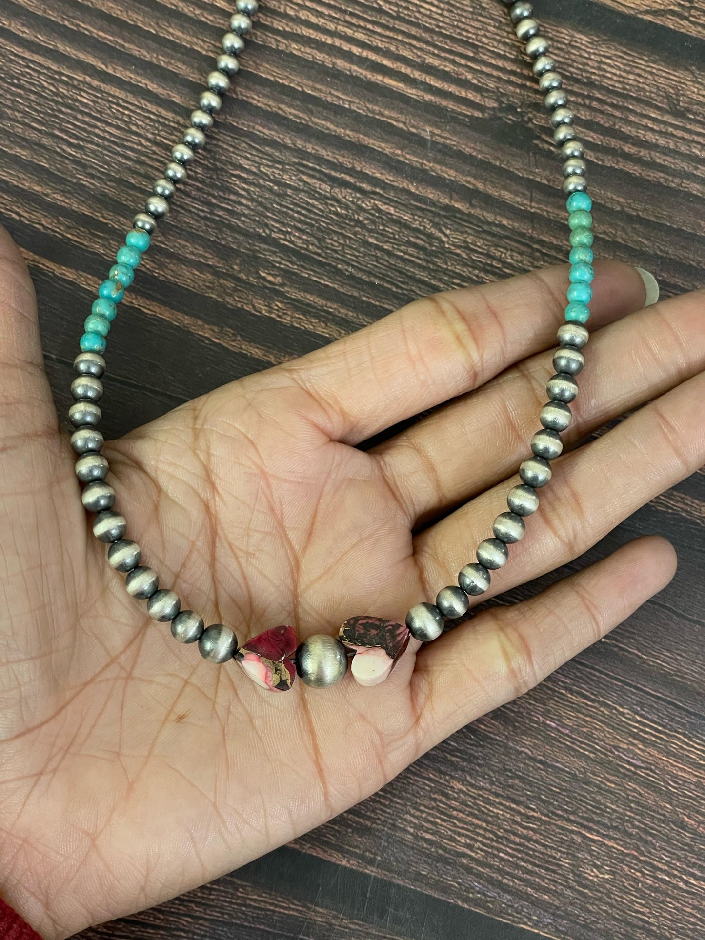 Handmade Sterling Silver Honey Dahlia, Kingman, Red Rose Dahlia, Cotton Candy, Golden Ice Blue, White Buffalo Necklace, Signed Nizhoni