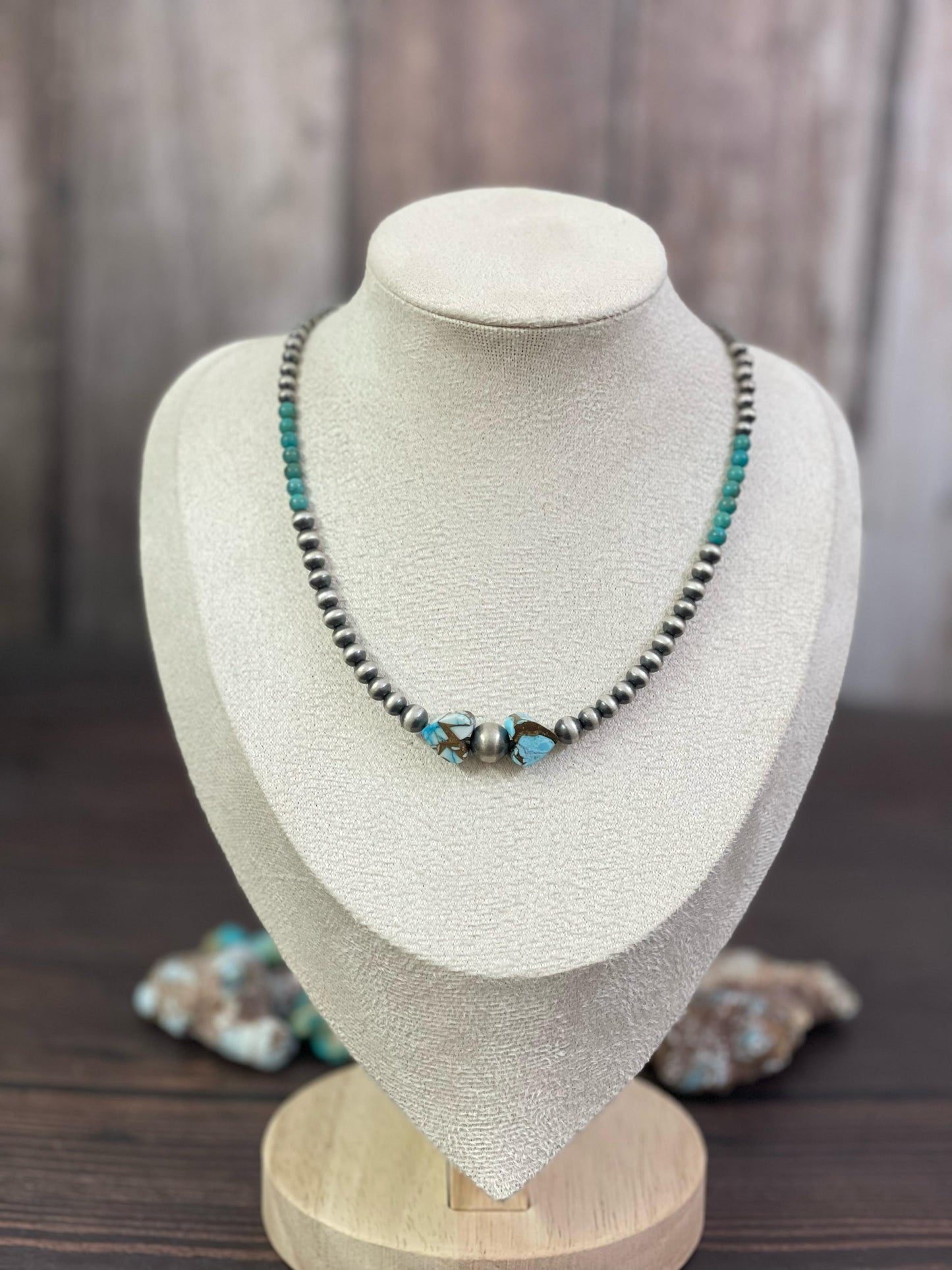 Handmade Sterling Silver Honey Dahlia, Kingman, Red Rose Dahlia, Cotton Candy, Golden Ice Blue, White Buffalo Necklace, Signed Nizhoni