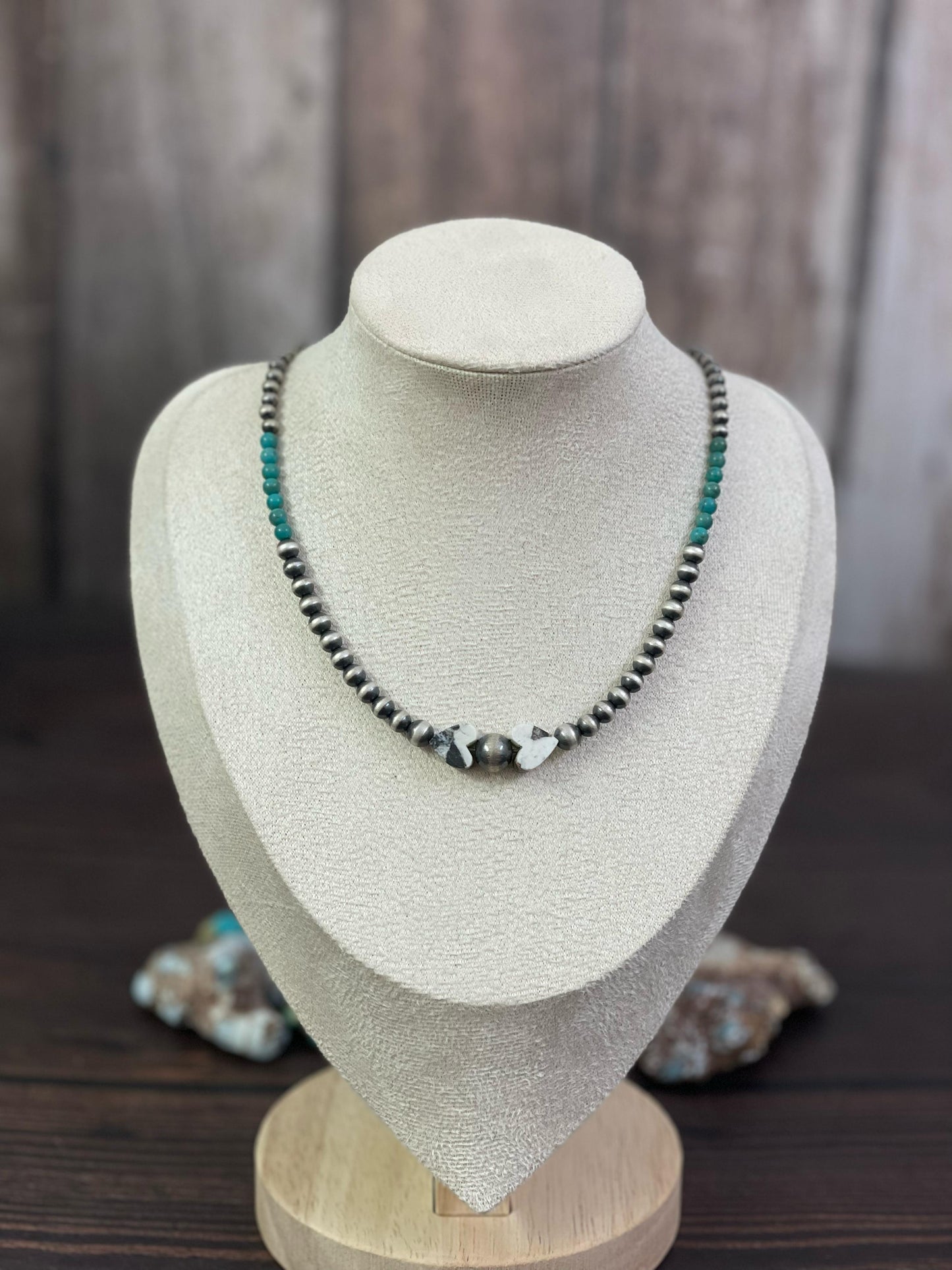Handmade Sterling Silver Honey Dahlia, Kingman, Red Rose Dahlia, Cotton Candy, Golden Ice Blue, White Buffalo Necklace, Signed Nizhoni