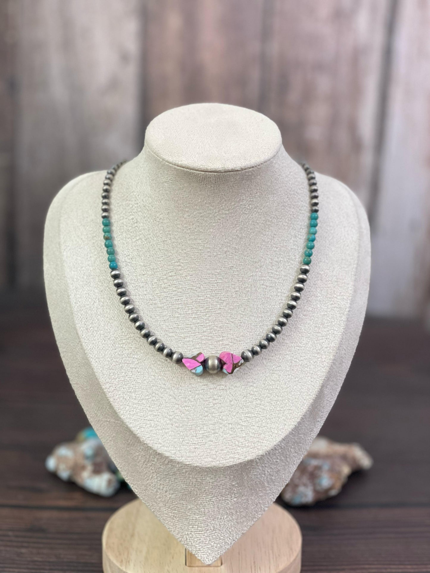 Handmade Sterling Silver Honey Dahlia, Kingman, Red Rose Dahlia, Cotton Candy, Golden Ice Blue, White Buffalo Necklace, Signed Nizhoni