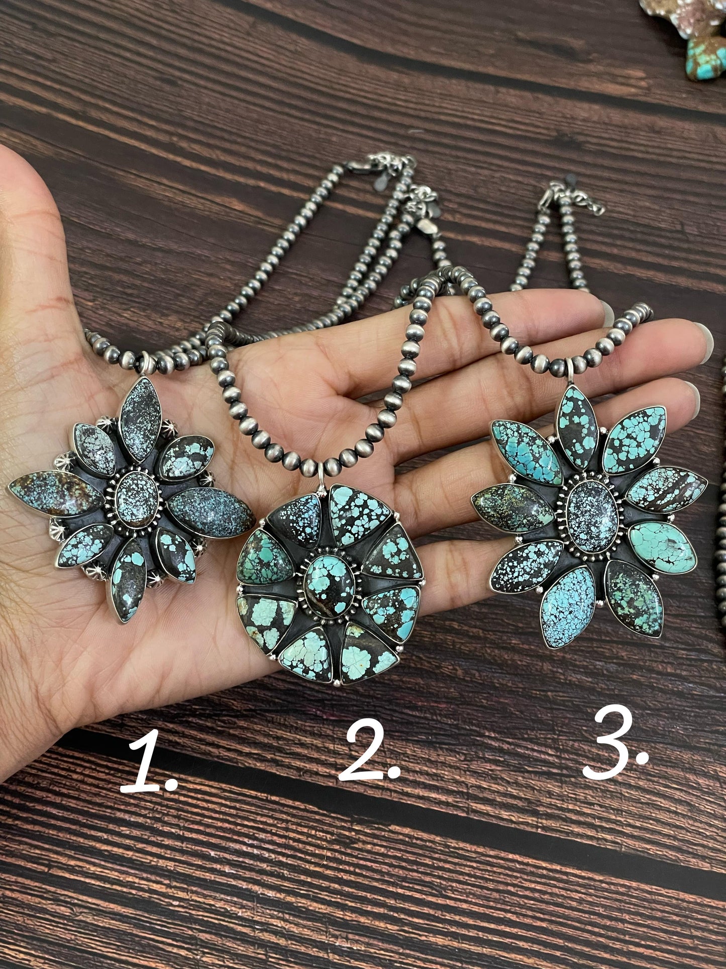 Handmade Sterling Silver Lander Turquoise Necklace, Signed Nizhoni