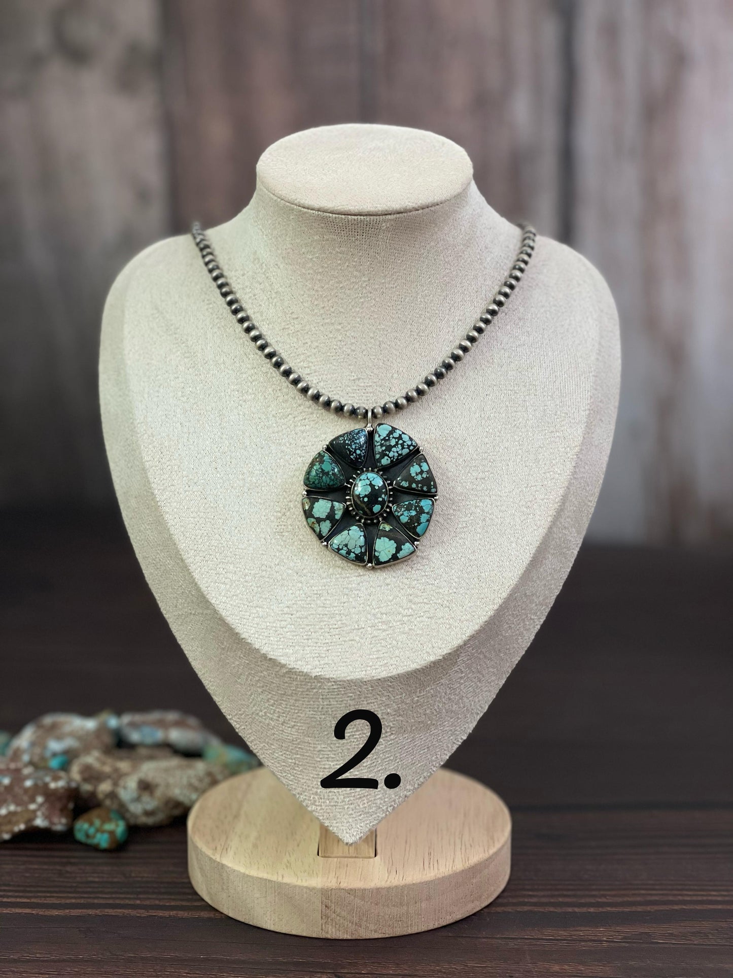 Handmade Sterling Silver Lander Turquoise Necklace, Signed Nizhoni