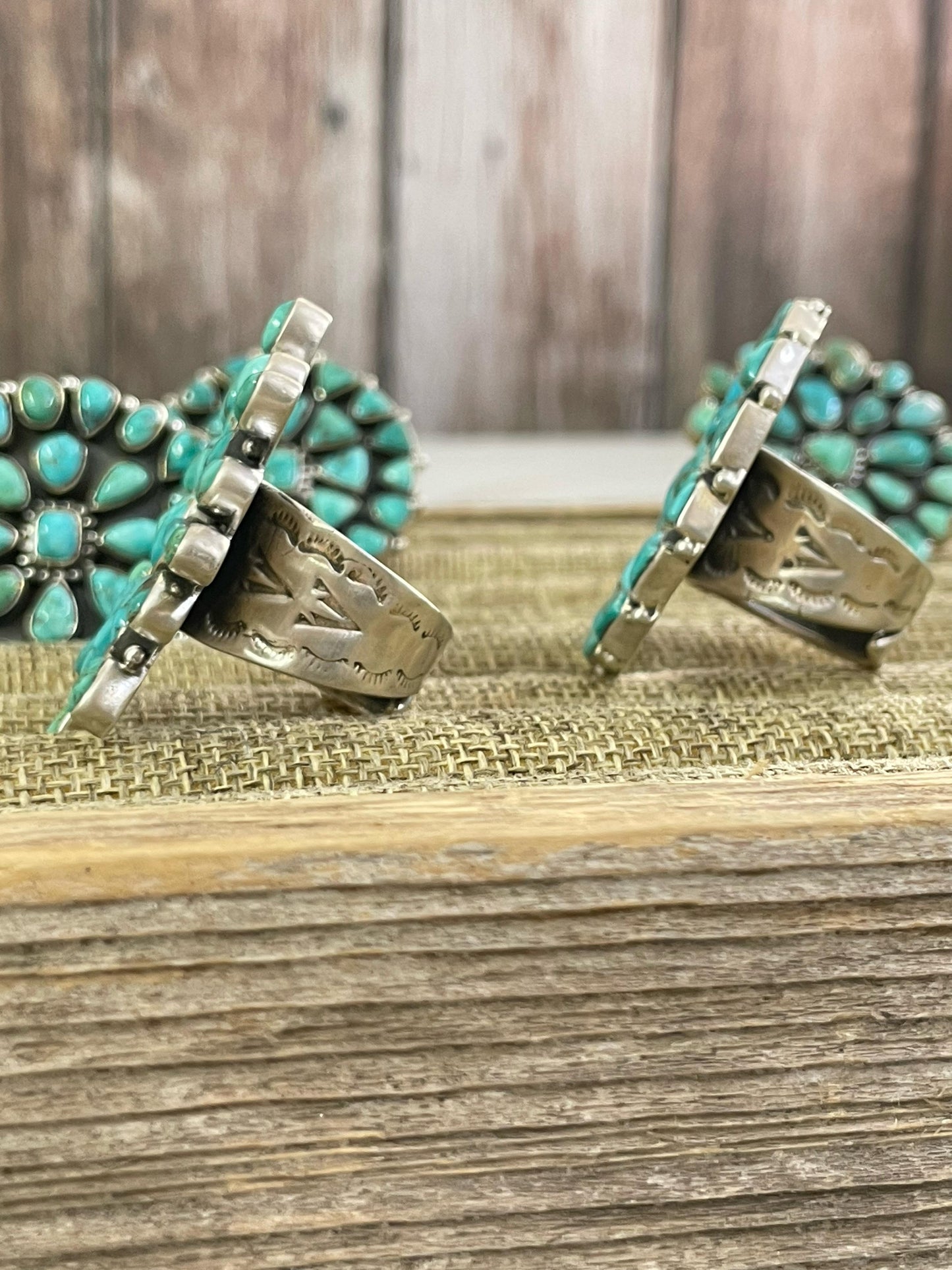 Handmade Sterling Silver Emerald Valley Turquoise Adjustable Ring with Signed Nizhoni
