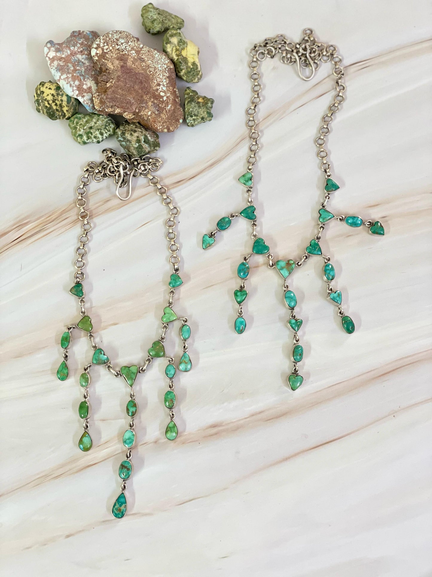 Handmade Sterling Silver Emerald Valley Turquoise Necklace, Signed Nizhoni