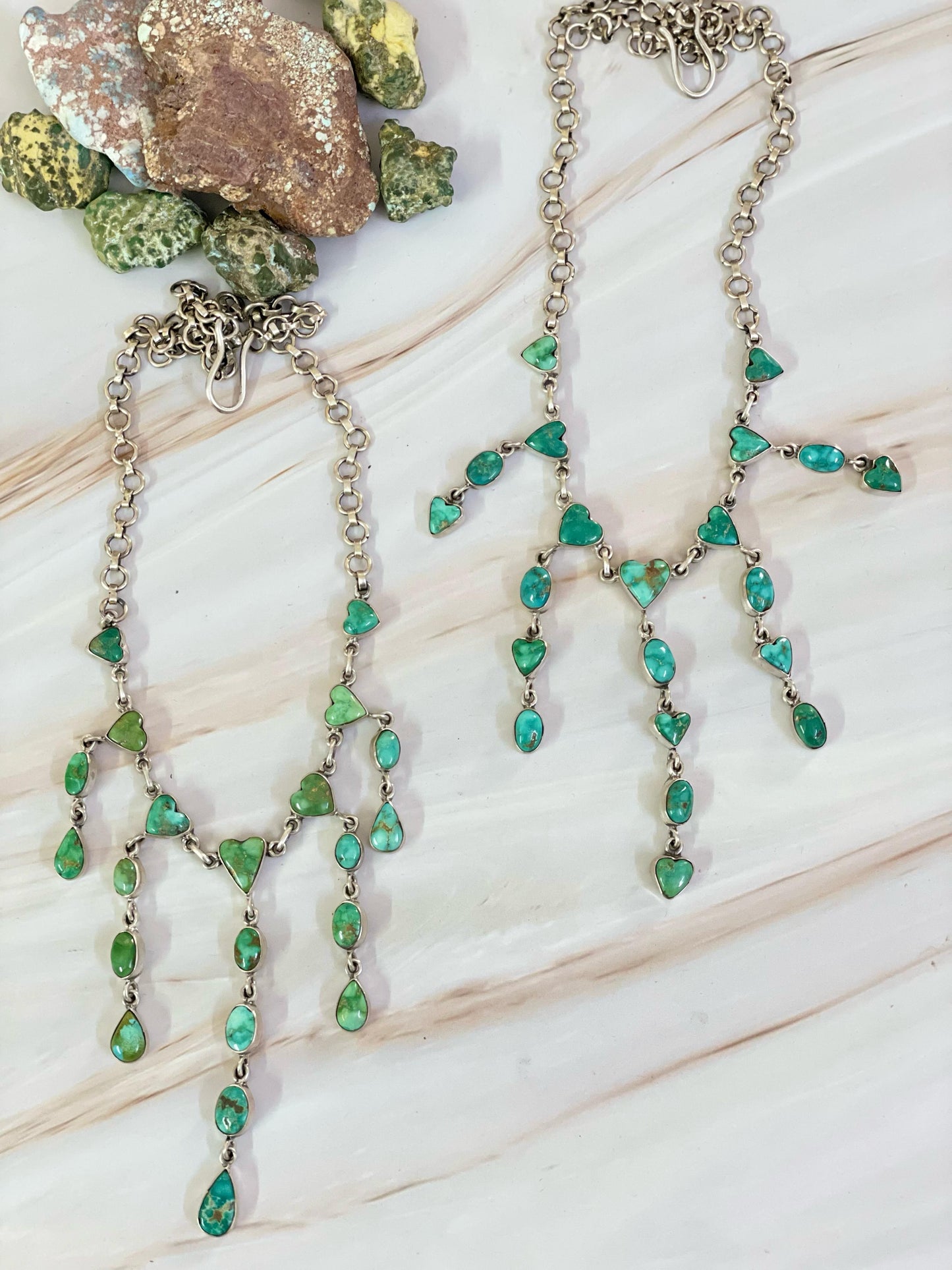Handmade Sterling Silver Emerald Valley Turquoise Necklace, Signed Nizhoni