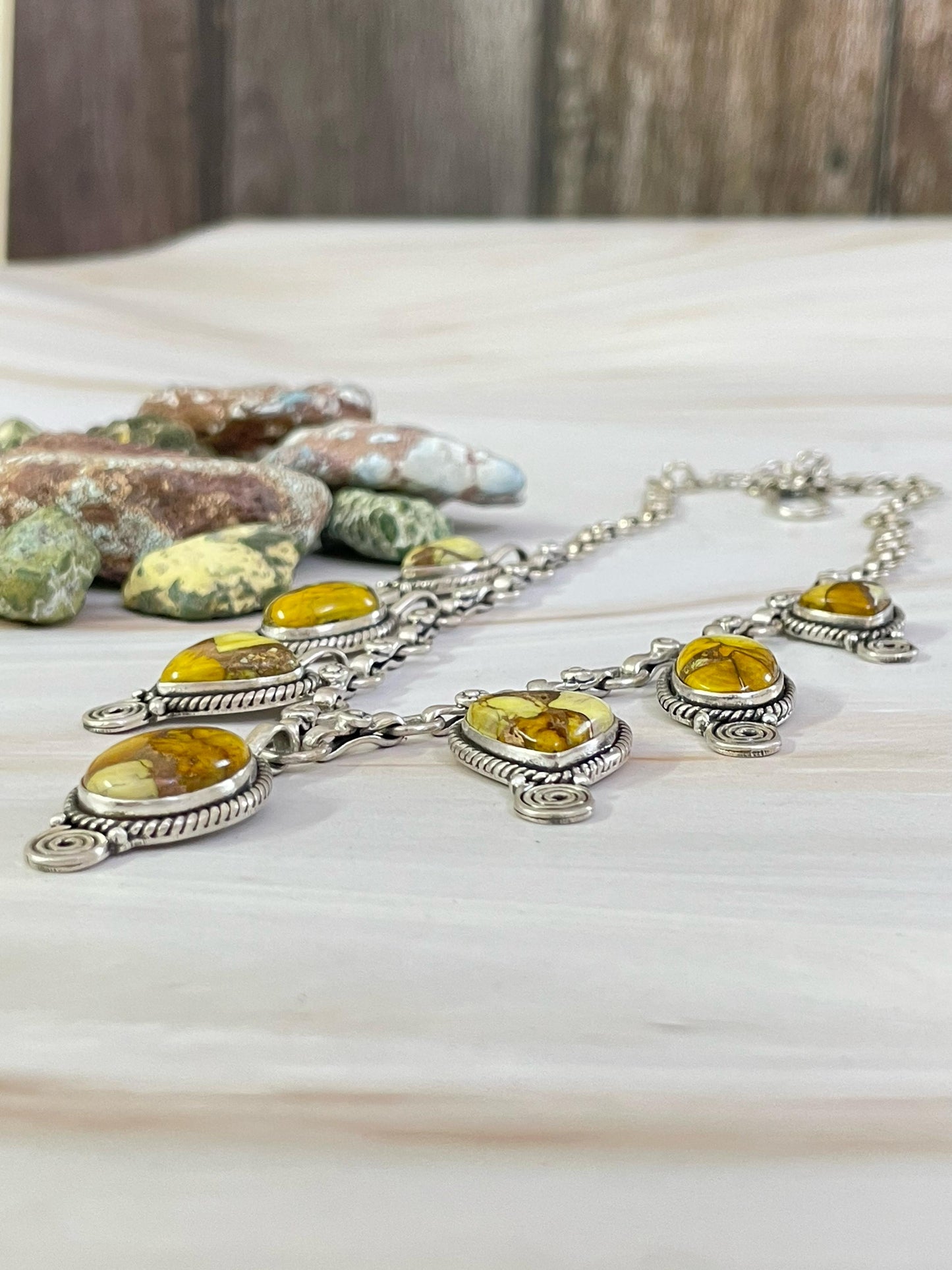 Handmade Sterling Silver Honey Dahlia Necklace, Signed Nizhoni