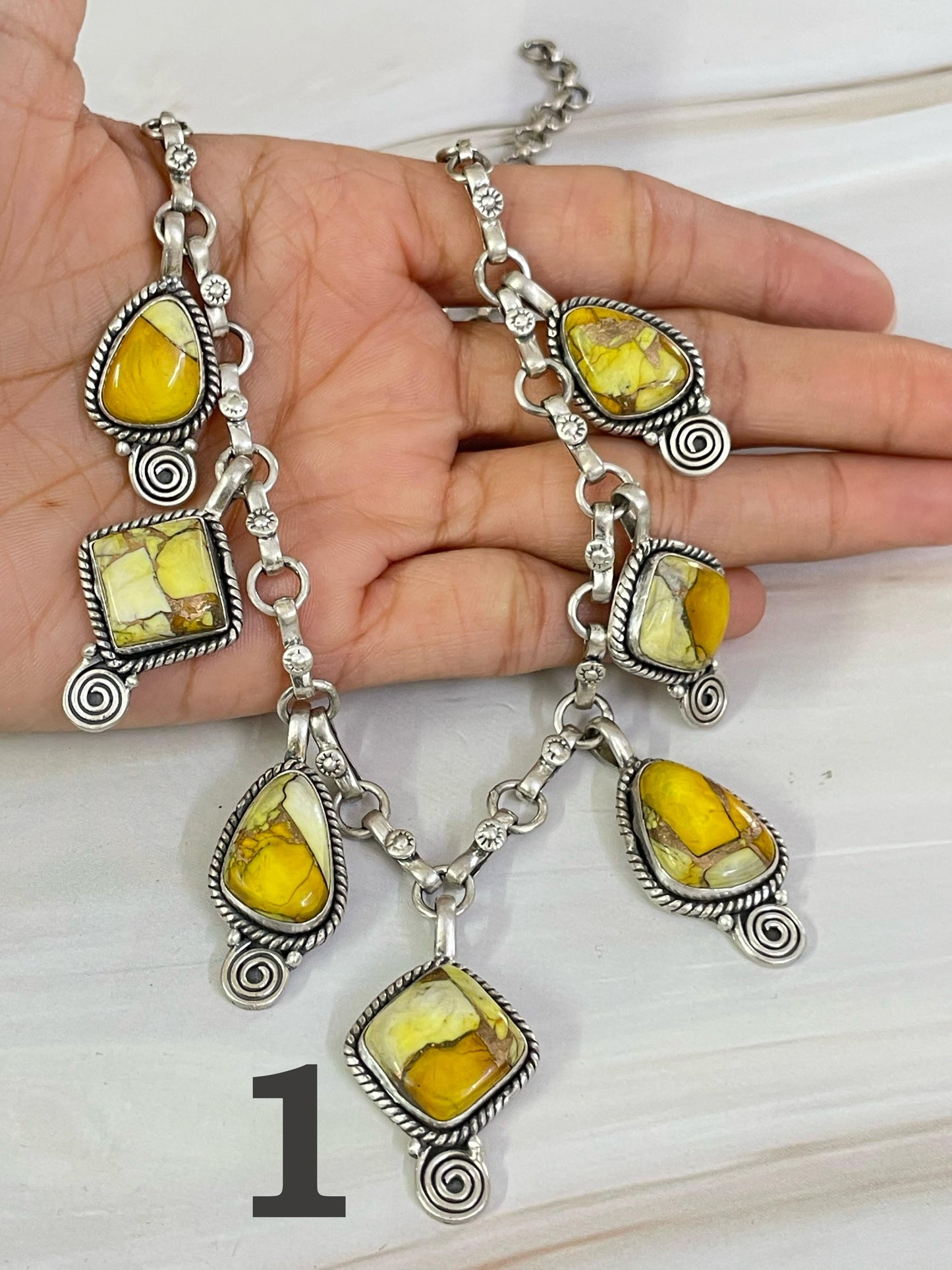 Handmade Sterling Silver Honey Dahlia Necklace, Signed Nizhoni