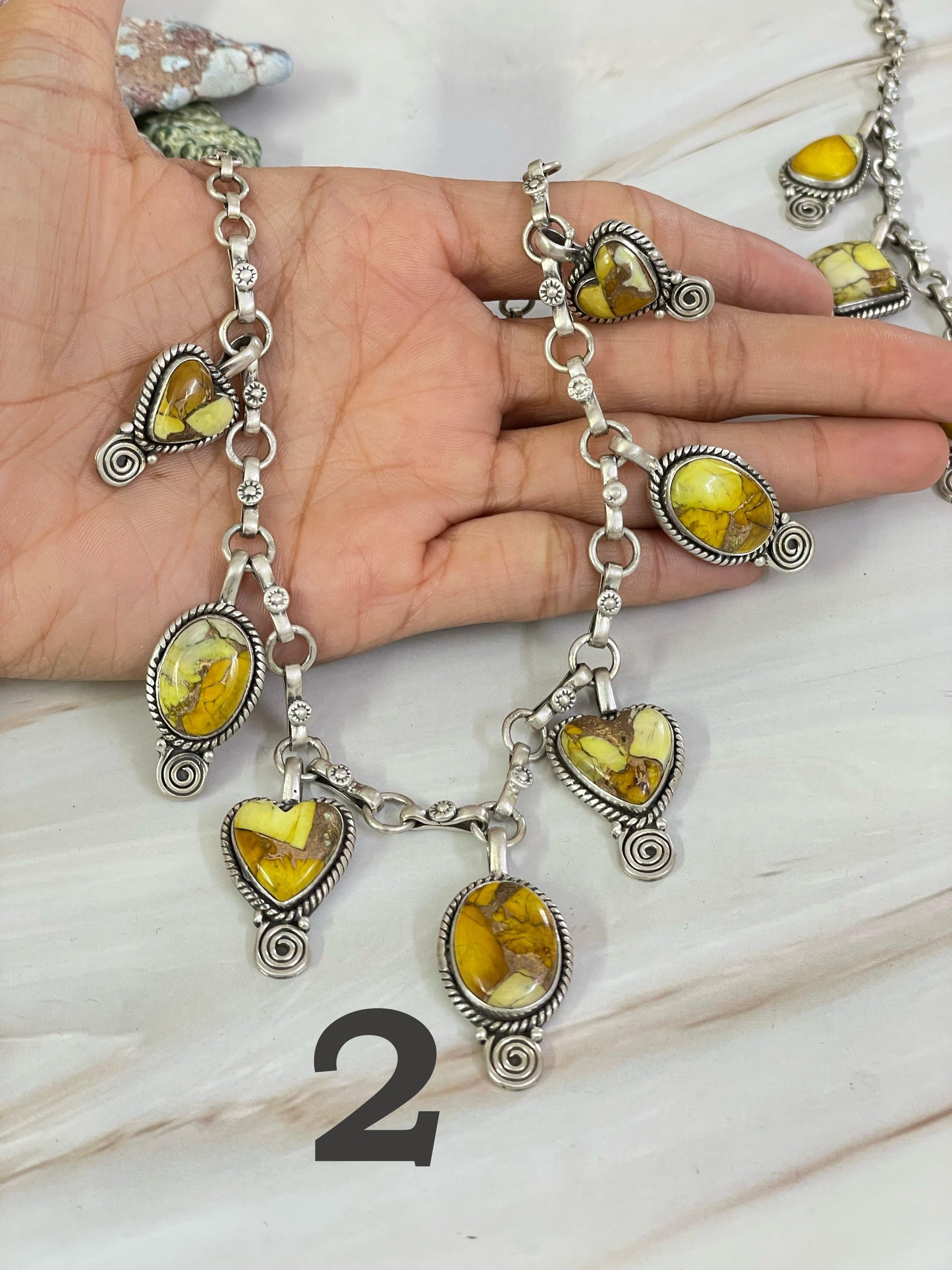 Handmade Sterling Silver Honey Dahlia Necklace, Signed Nizhoni