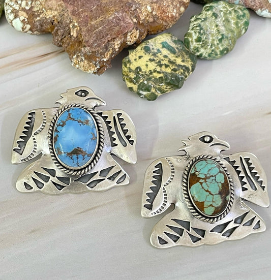 Handmade Sterling Silver Golden Hill Turquoise, NO. 8 Turquoise Pendant, Signed Nizhoni