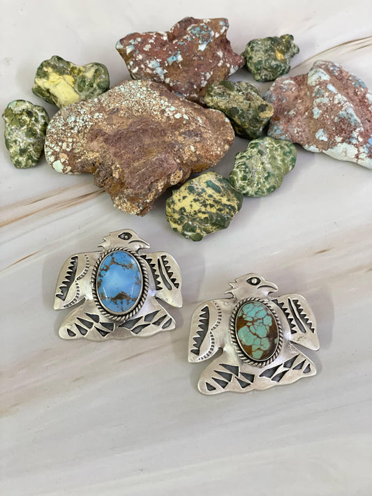 Handmade Sterling Silver Golden Hill Turquoise, NO. 8 Turquoise Pendant, Signed Nizhoni