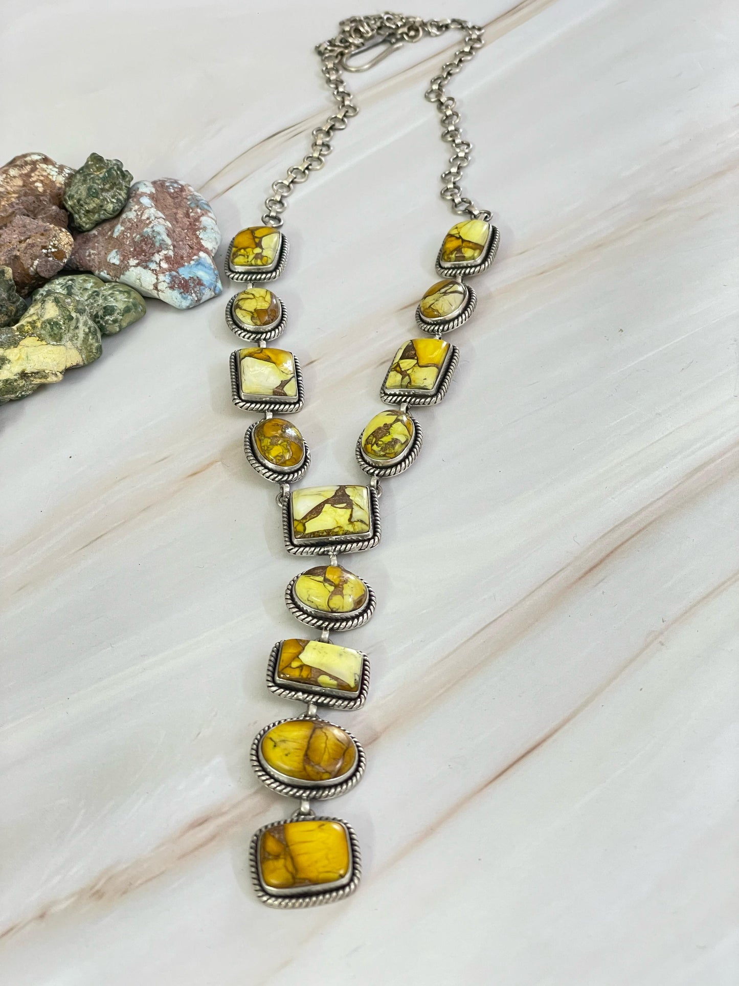 Handmade Sterling Silver Honey Dahlia Necklace, Signed Nizhoni