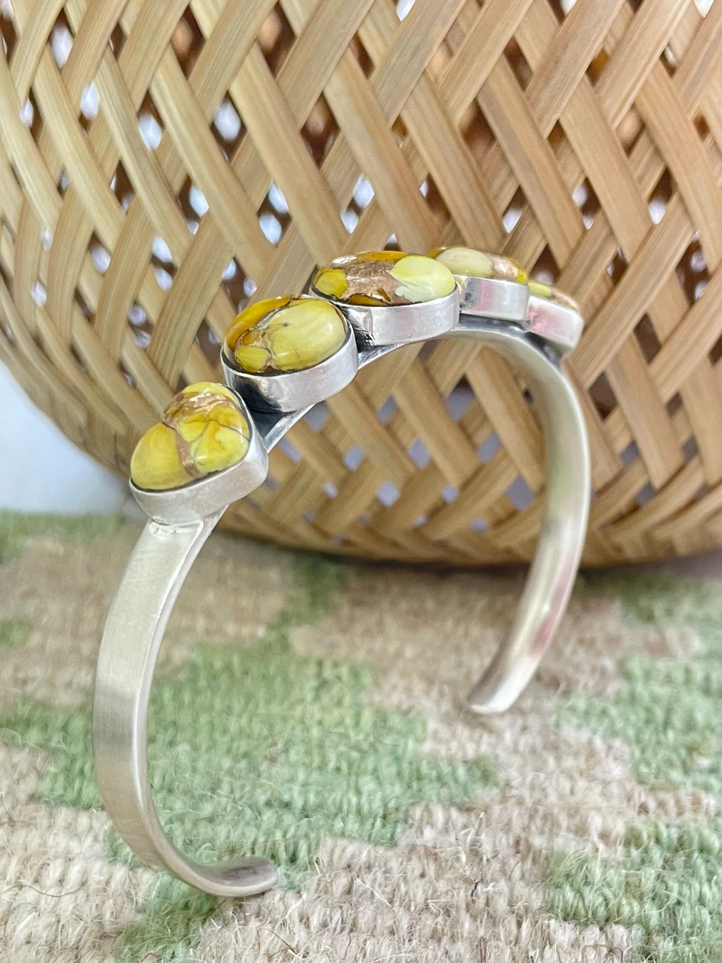 Handmade Sterling Silver Honey Dahlia Bracelet, Signed Nizhoni