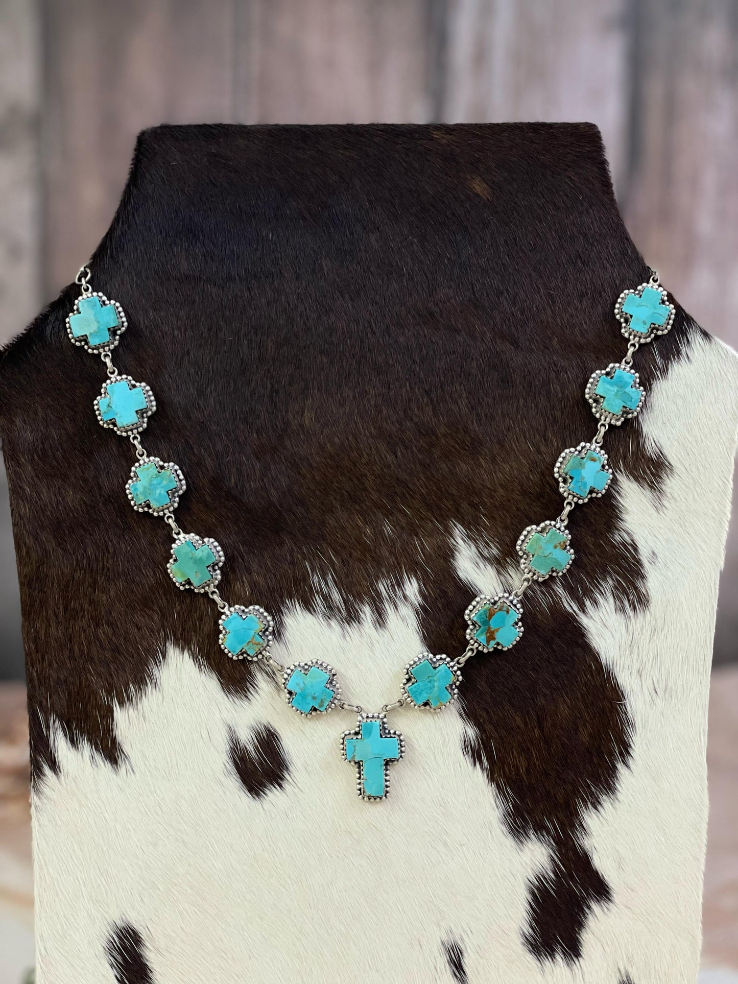 Handmade Sterling Silver Red Rose Dahlia, Kingman, White Buffalo, Royston Turquoise Necklace with Signed Nizhoni