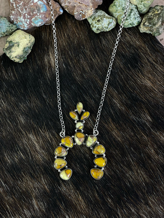Handmade Sterling Silver Honey Dahlia Necklace with Signed Nizhoni