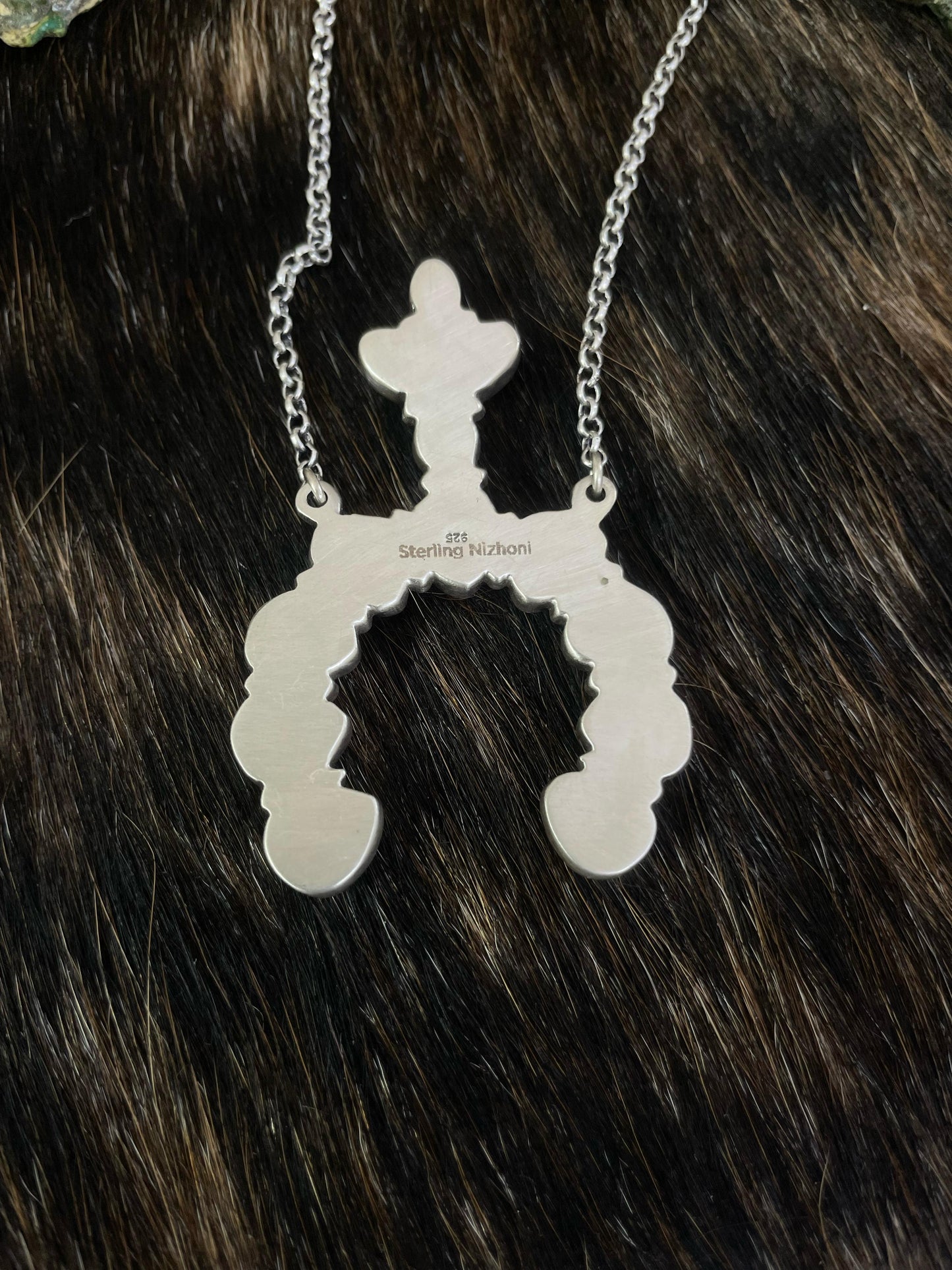 Handmade Sterling Silver Honey Dahlia Necklace with Signed Nizhoni