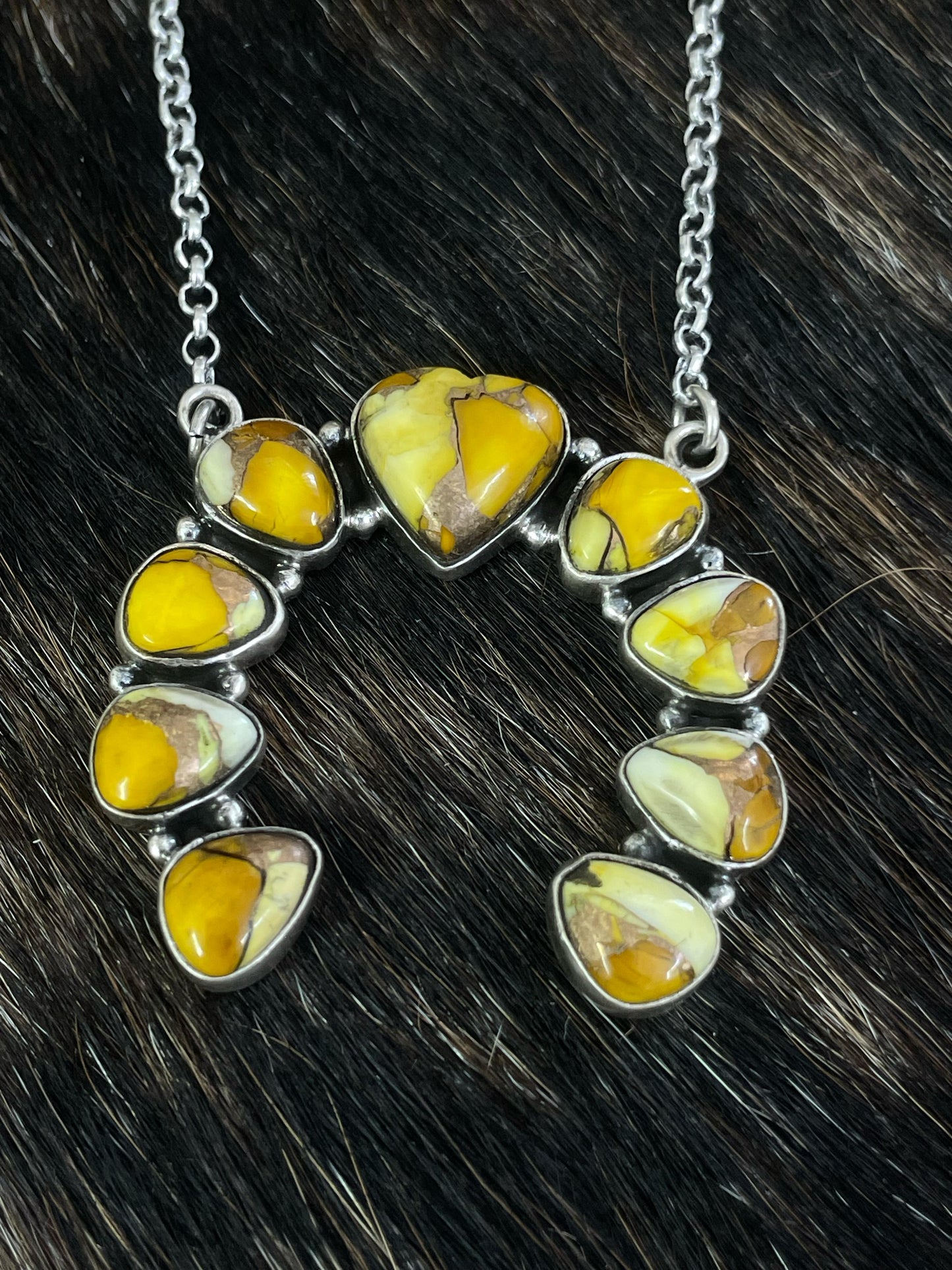 Handmade Sterling Silver Honey Dahlia Necklace with Signed Nizhoni
