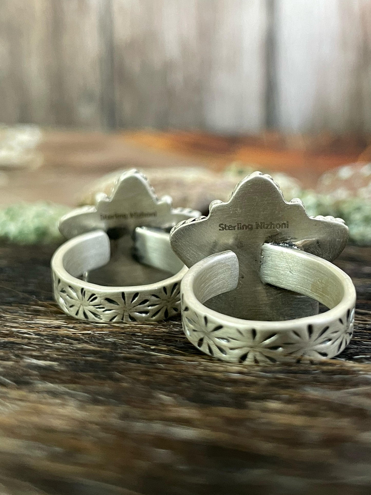 Handmade Sterling Silver Kingman Turquoise, Royston Adjustable Ring, Signed Nizhoni