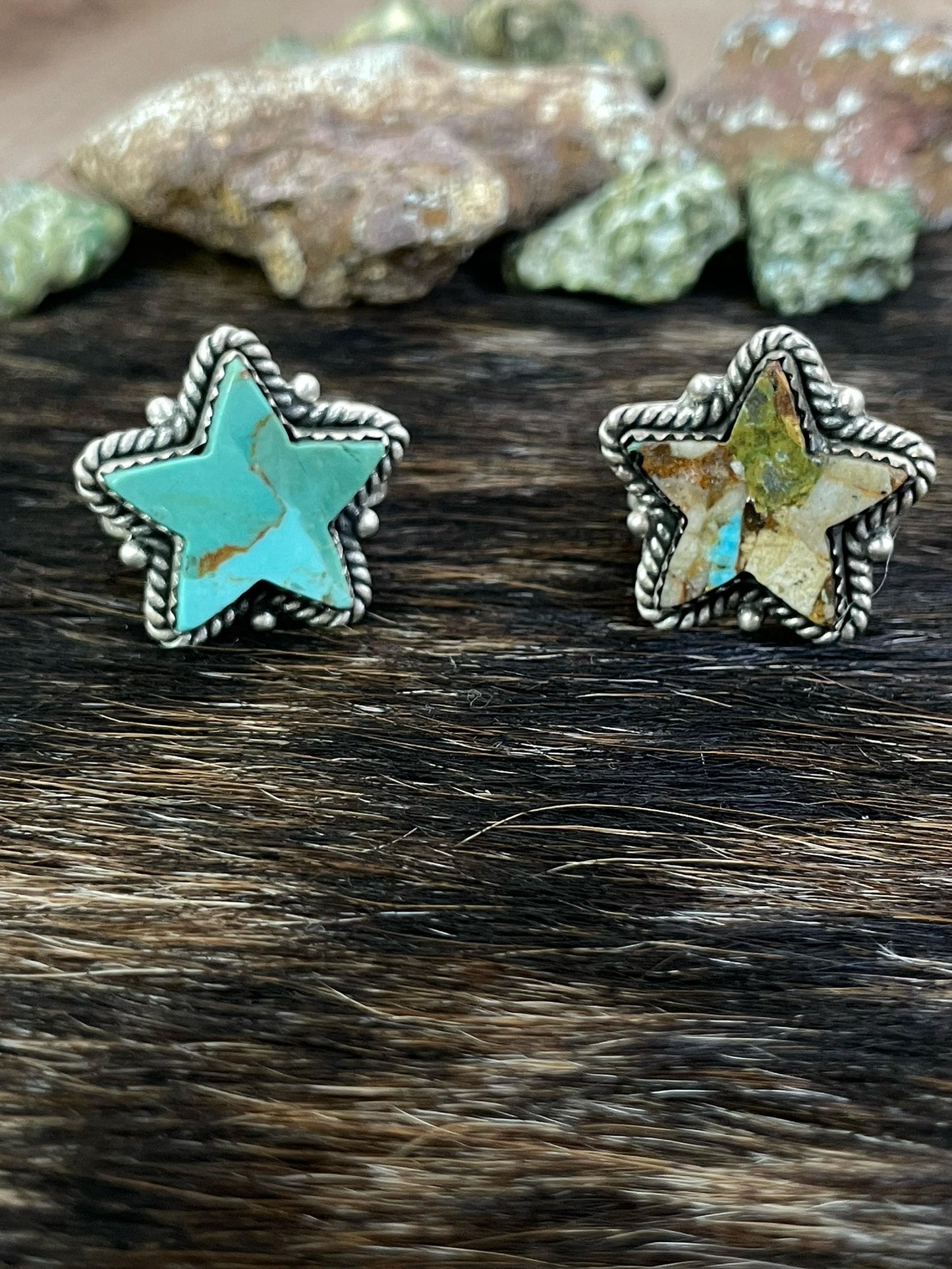 Handmade Sterling Silver Kingman Turquoise, Royston Adjustable Ring, Signed Nizhoni
