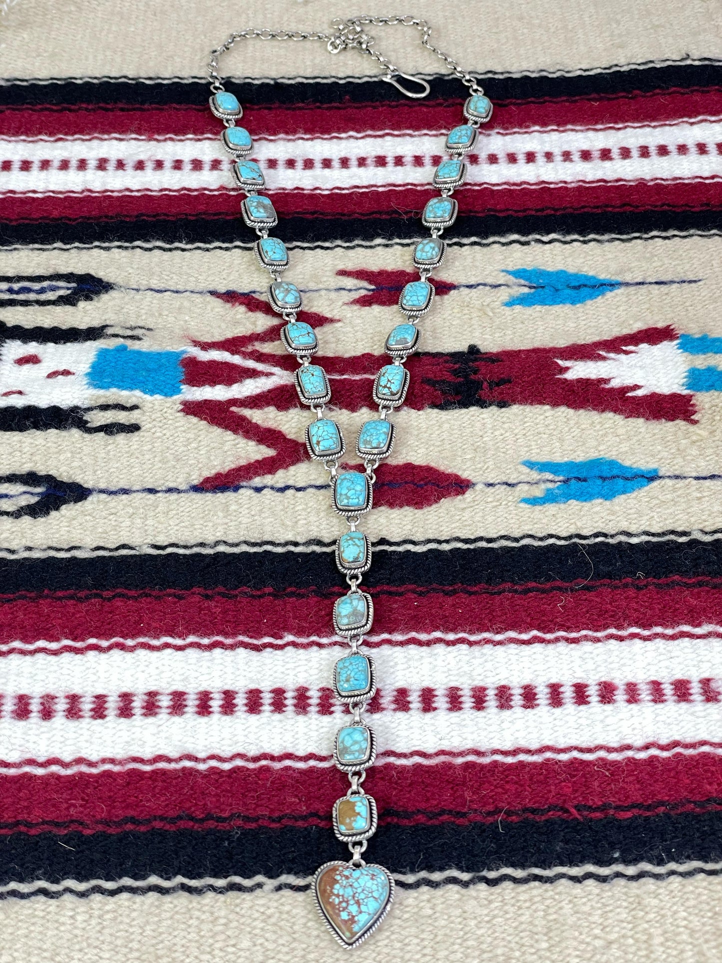 Handmade Sterling Silver Number 8 Turquoise Necklace with Signed Nizhoni